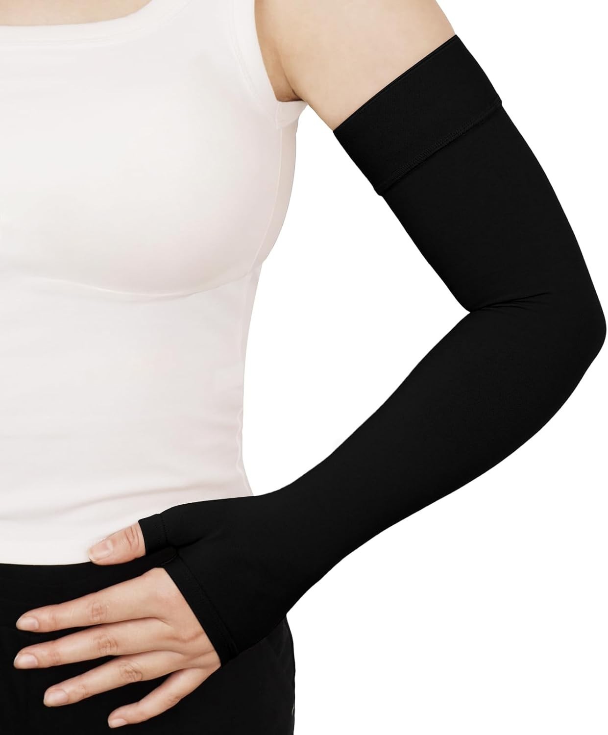 Lymphedema Compression Arm Sleeve with Gauntlet for Women Men, Opaque, 15-20 …