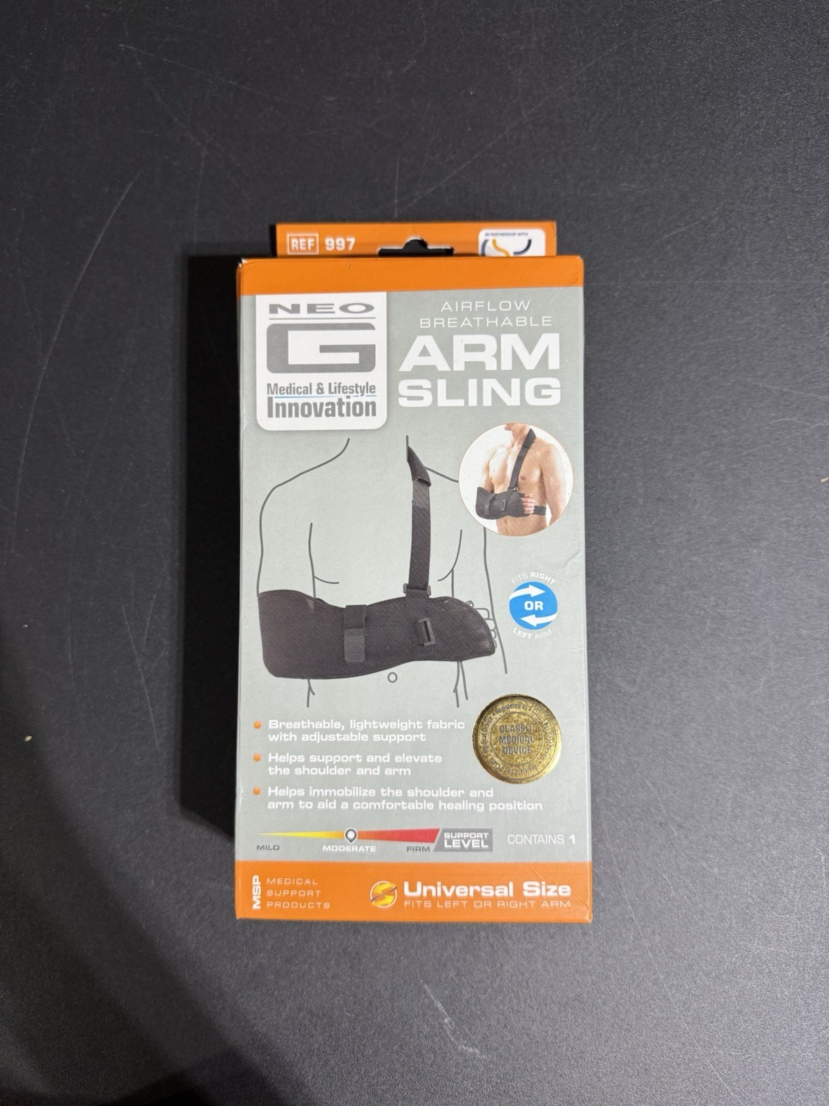 Brand New Neo G Airflow Breathable Left Or Right Arm Sling Universal Size New