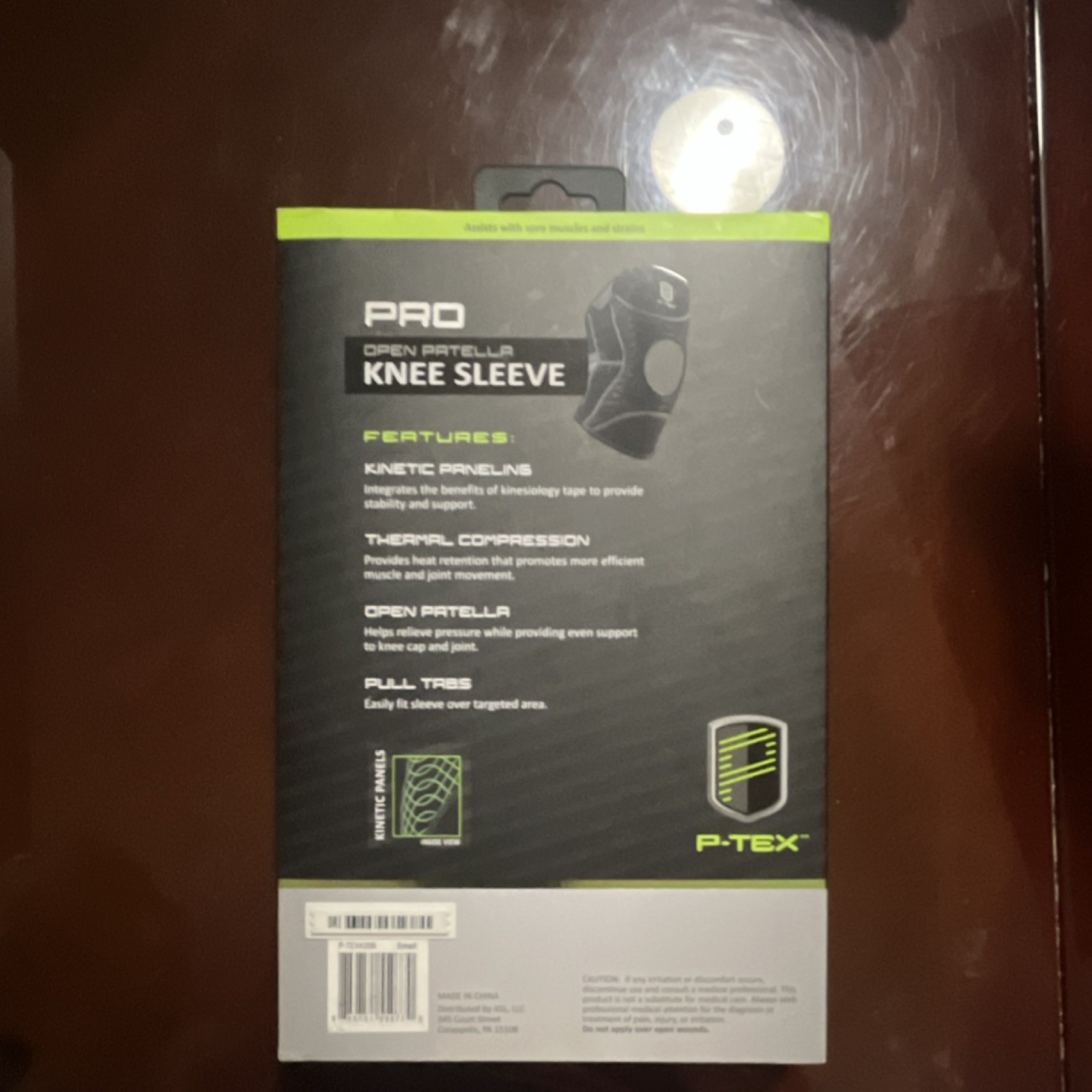 P-TEX Pro Open Patella Knee Sleeve Small Black Kinetic Panels Compression