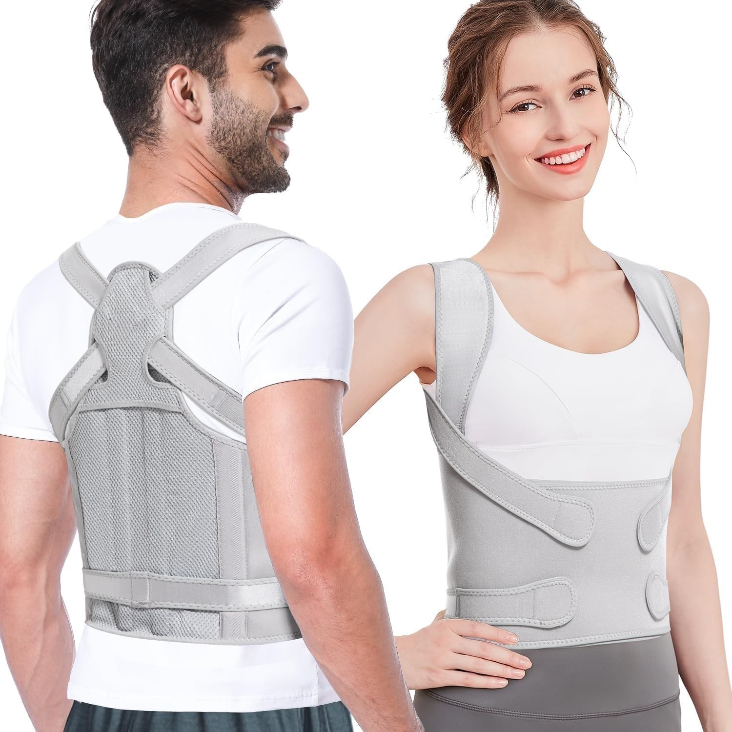 Jeffski Posture Corrector for Women and Men, Adjustable Back Large, Grey
