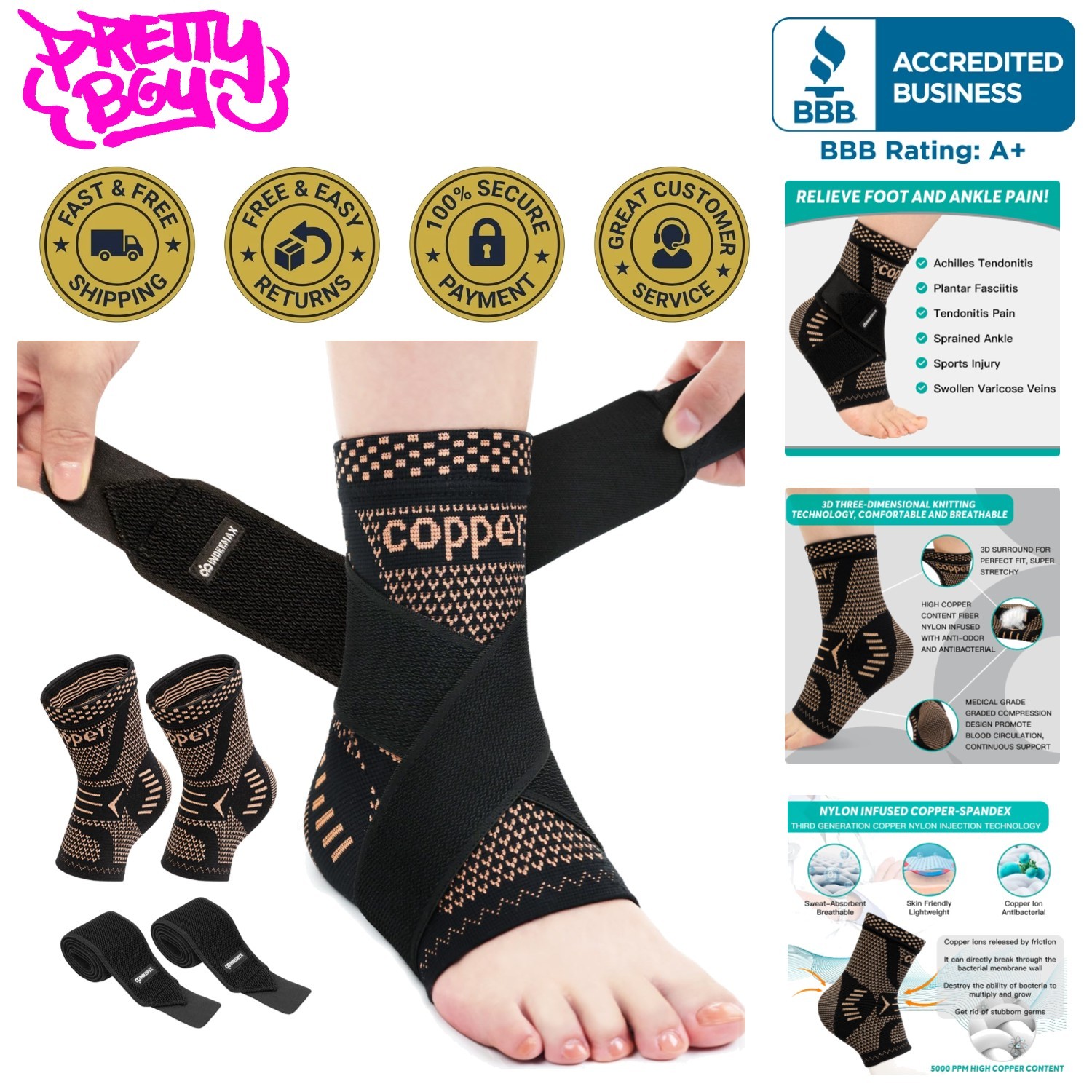 Ankle Brace for Sprained Ankle, Ankle Support for Women & Men, Adjustable Com…