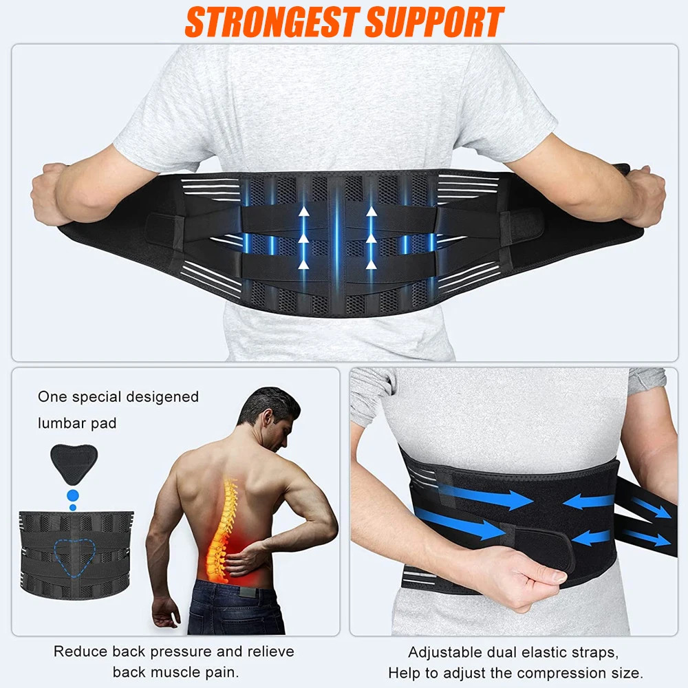 Back Brace Adjustable Waist Belt Support Brace for Lumbar Trainer Sweat Belt for