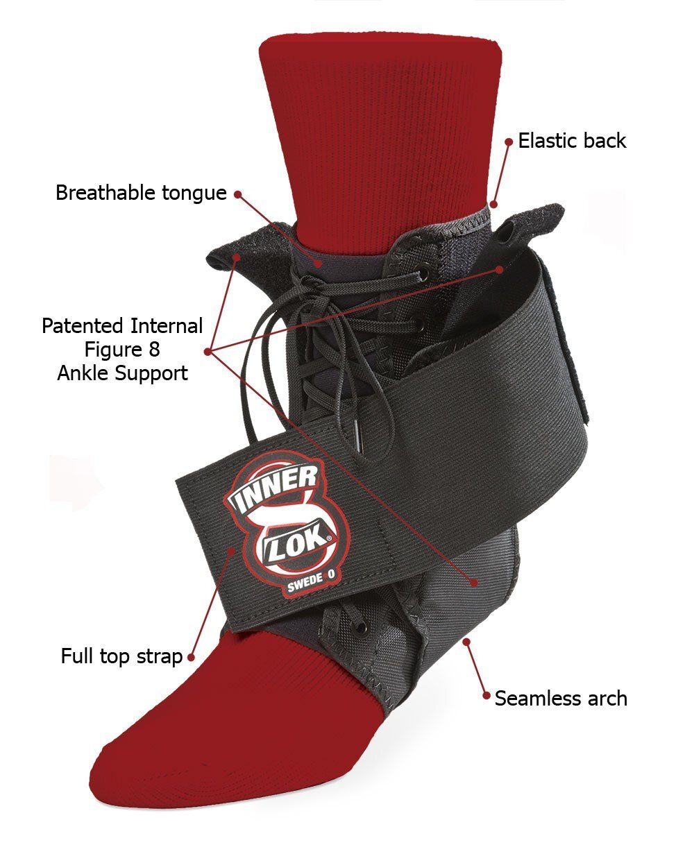 FLA Swede-O Inner Lok Ankle Brace Black X-Large (Internal Figure 8 Straps)