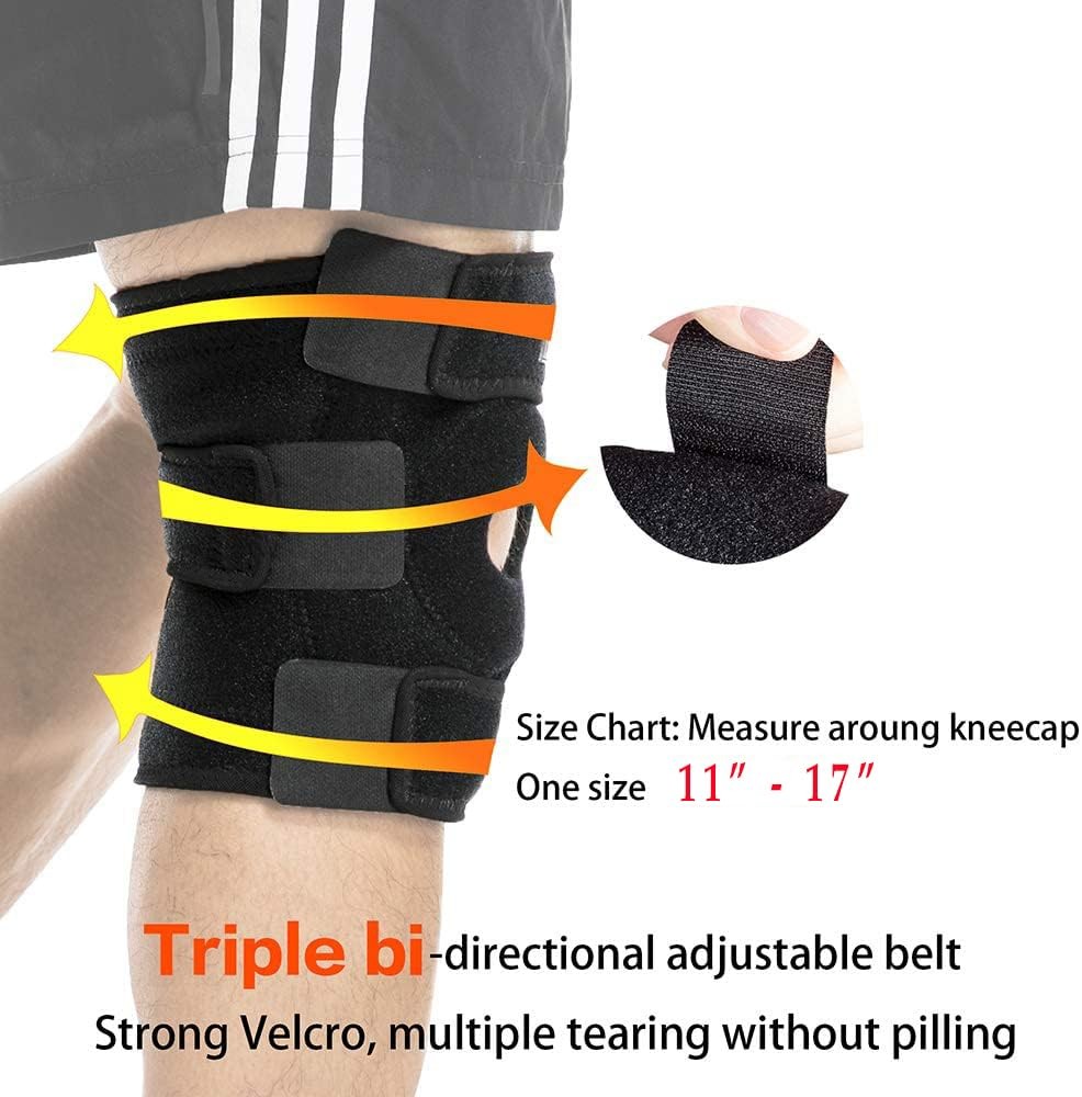 FASHNEX Open Patella Knee Support Brace for Arthritis & Pain Relief – Black