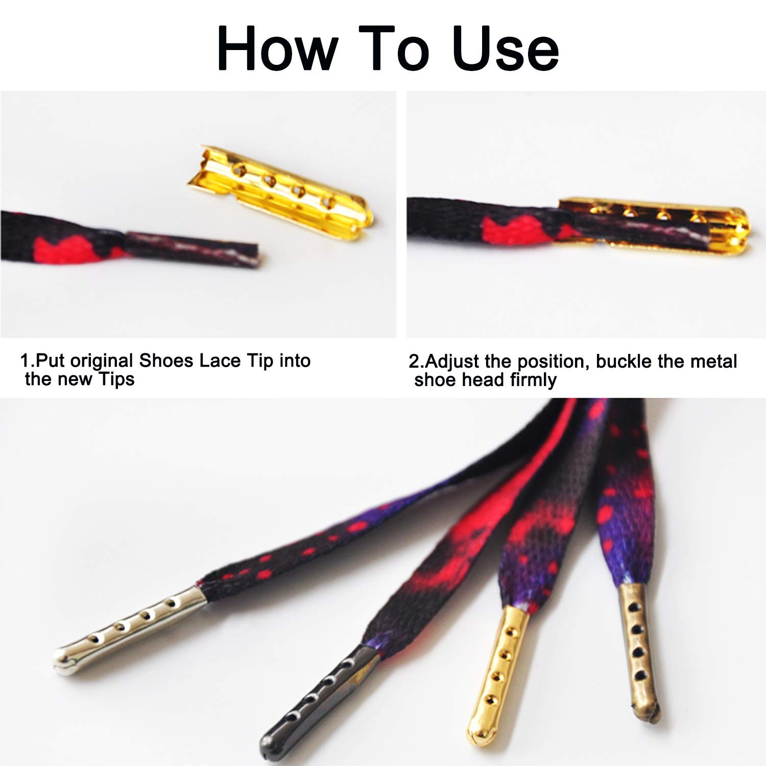 200PCS Metal Shoelace Aglets Replacement Tips Assorted Color Set