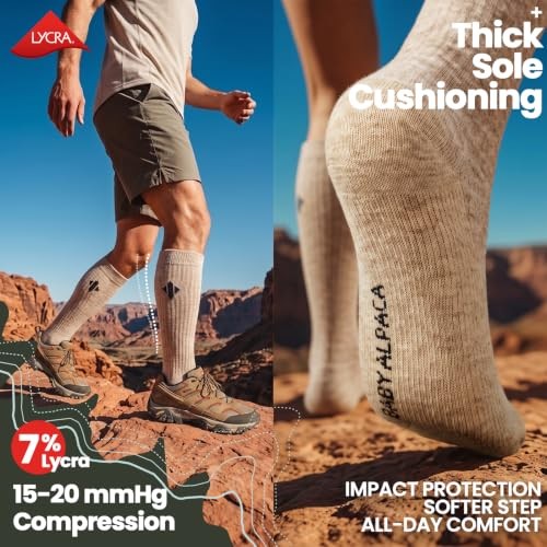 Alpaca Compression Socks for Men & Women, 15 Small-Medium (1pairs)-light Beige