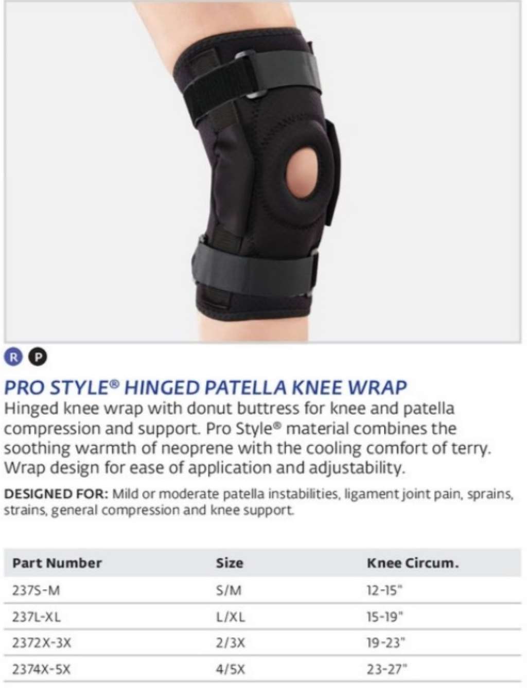 Bell-Horn ProStyle Hinged Patella Knee Wrap S/M