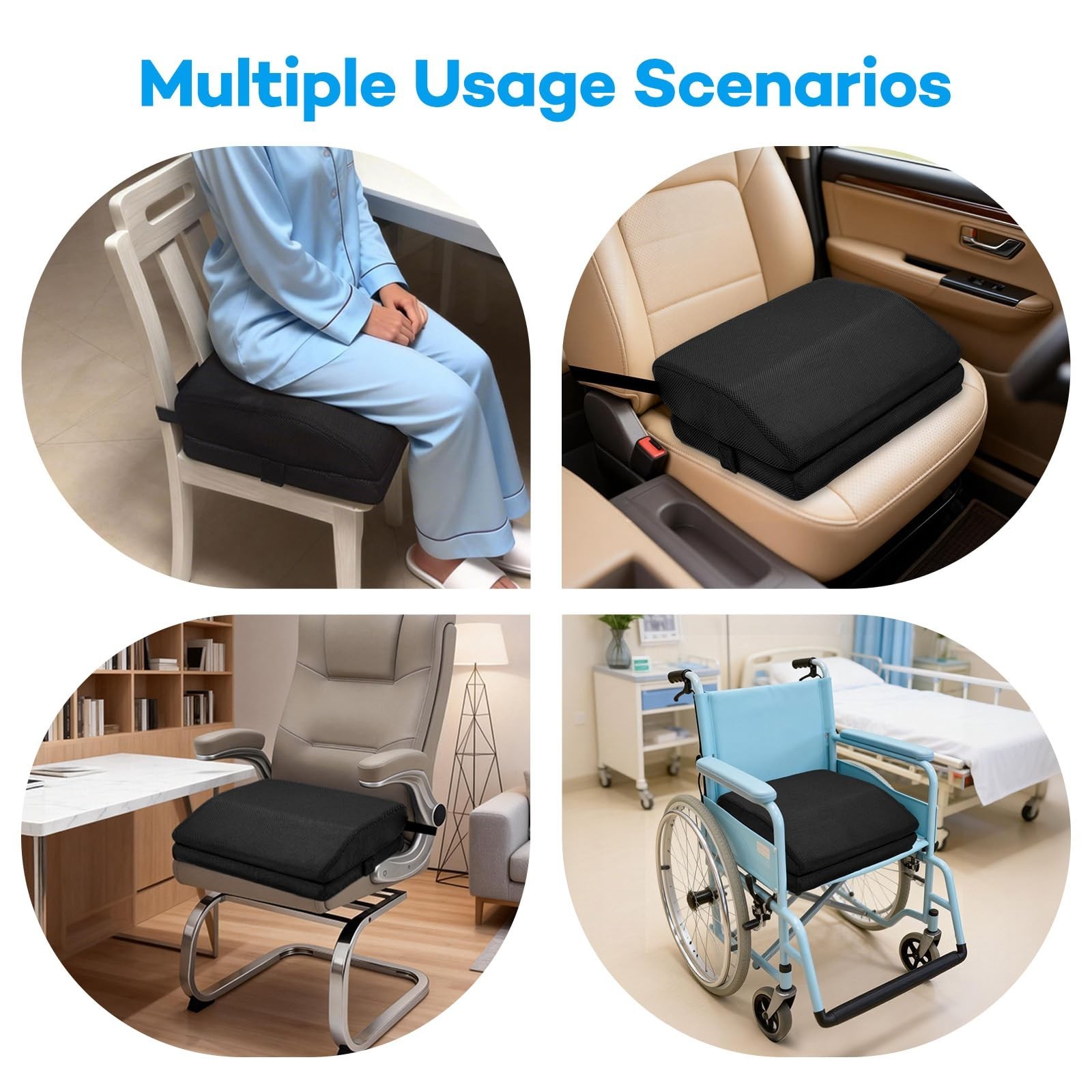 Adjustable Memory Foam Hip Surgery Cushion – Non-Slip, Strap for Recovery, Wheel
