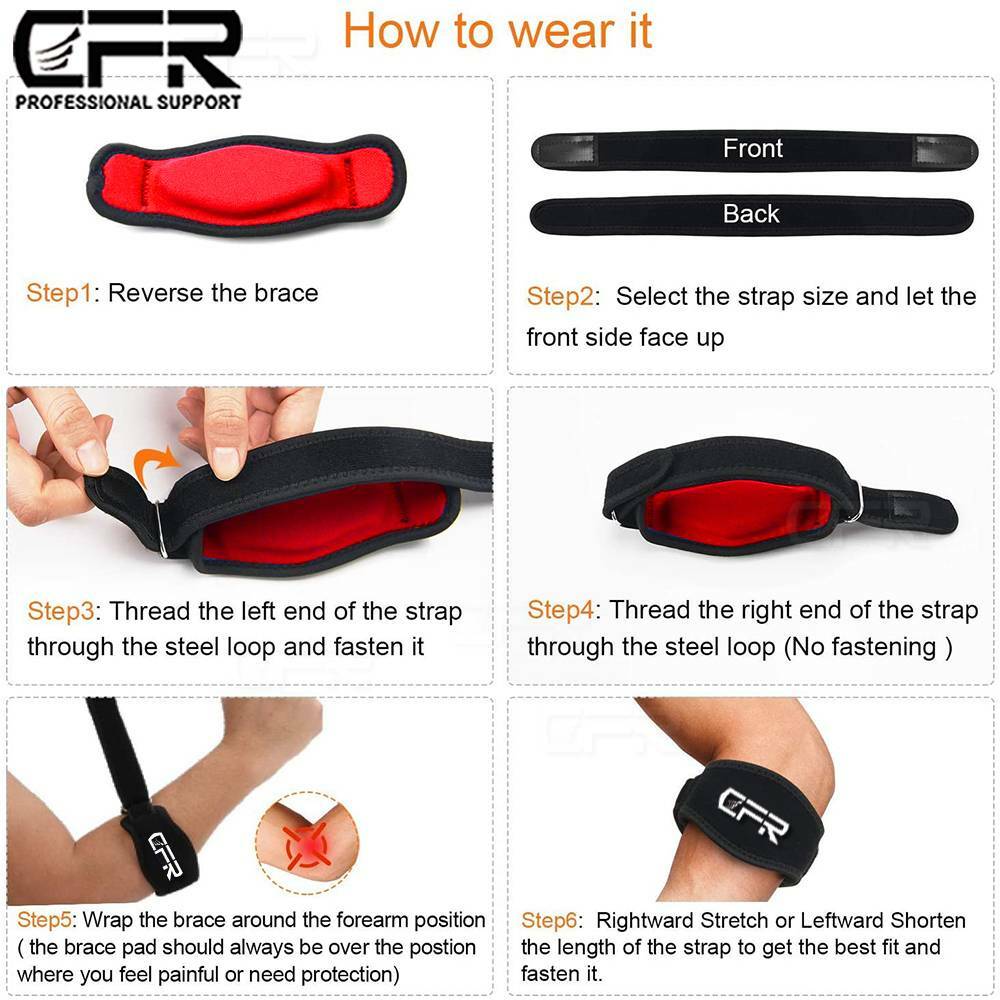 Tennis Elbow Brace Support Arthritis Tendonitis Golfer Arm Joint Pain Band Strap