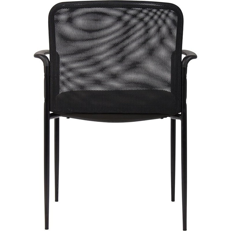Stackable Contemporary Chair Tubular Steel Frames Molded Arm Caps Mesh Back New