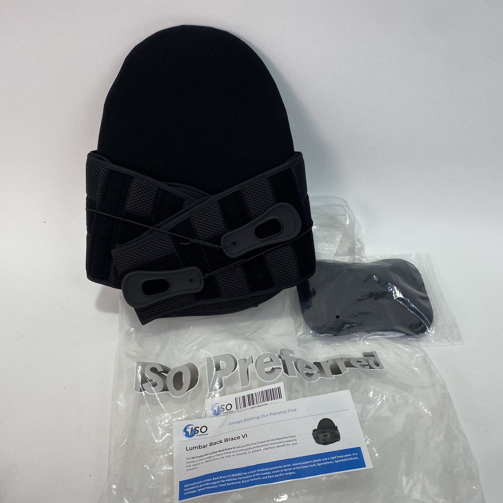 ISO Preferred Lumbar Back Brace VI ISO-BA206 Black. Sz Small: 25-32″