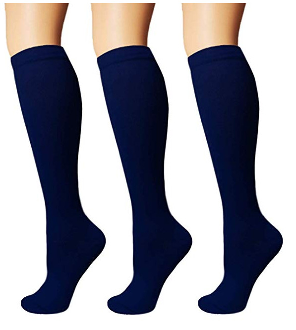 (3 Pairs) Compression Socks Knee High 15-20mmHg Graduated Support Men’s Women’s