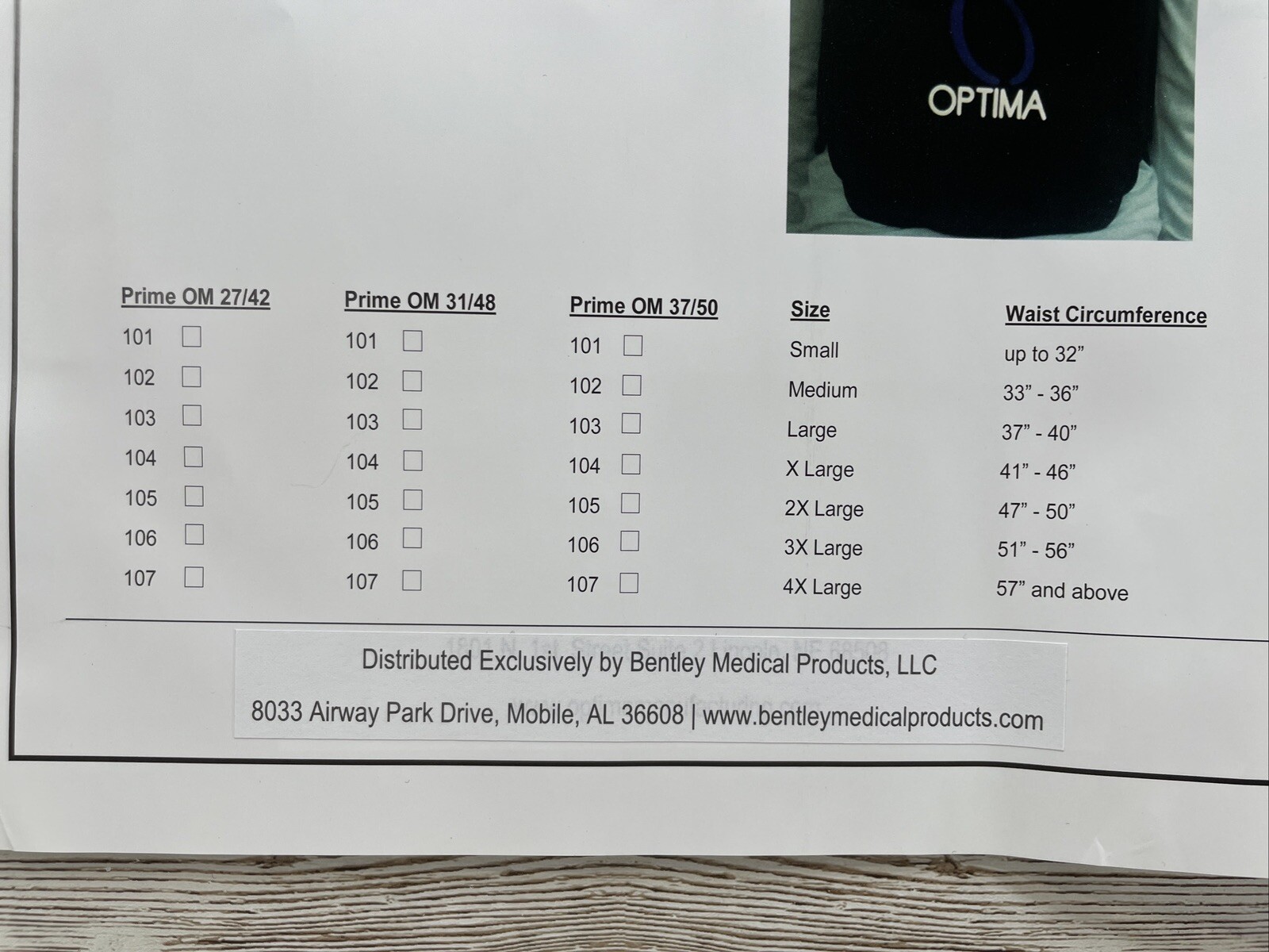 Optima Back Brace Lumbar Support Prime Series Size Medium 33″- 37″ Circumference