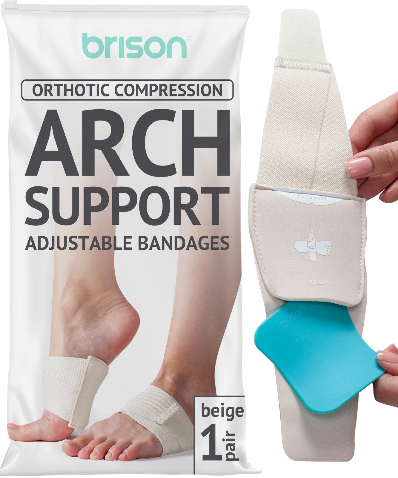 Arch Support Brace Orthotics Bands – Adjustable Feet Compression 1 pair