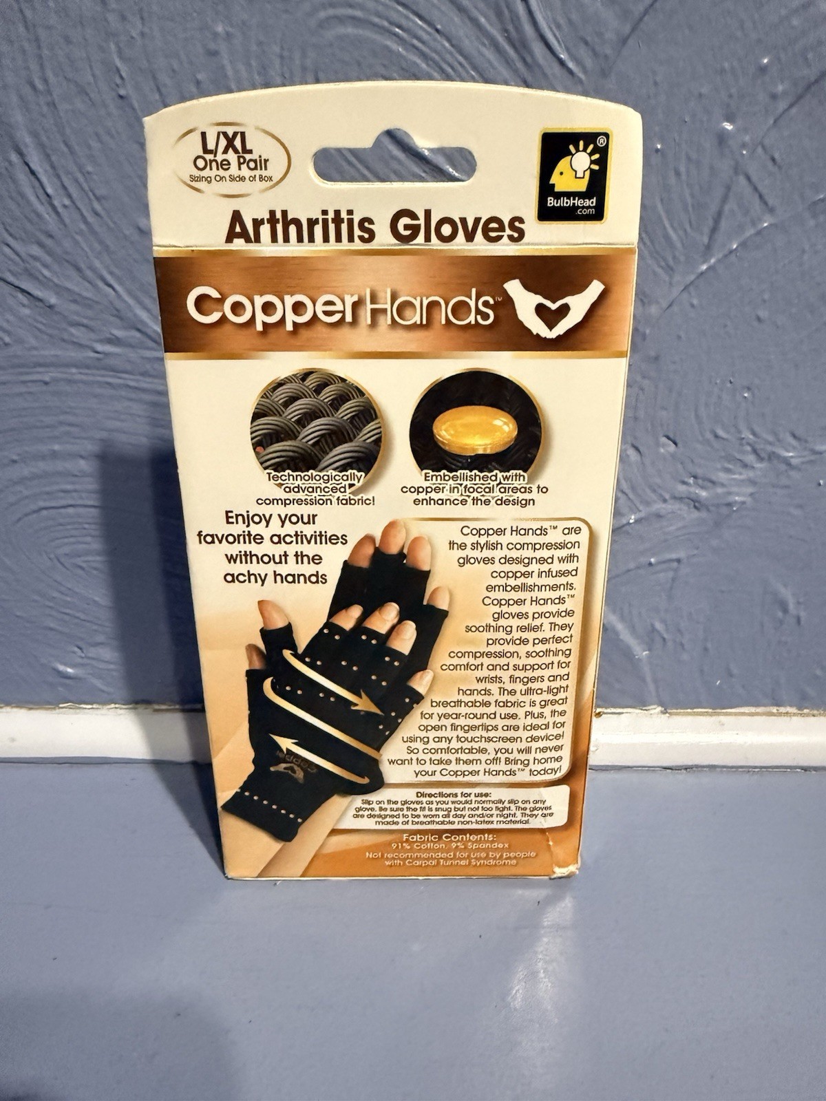 Copper Hands Arthritis Compression Gloves, L/XL