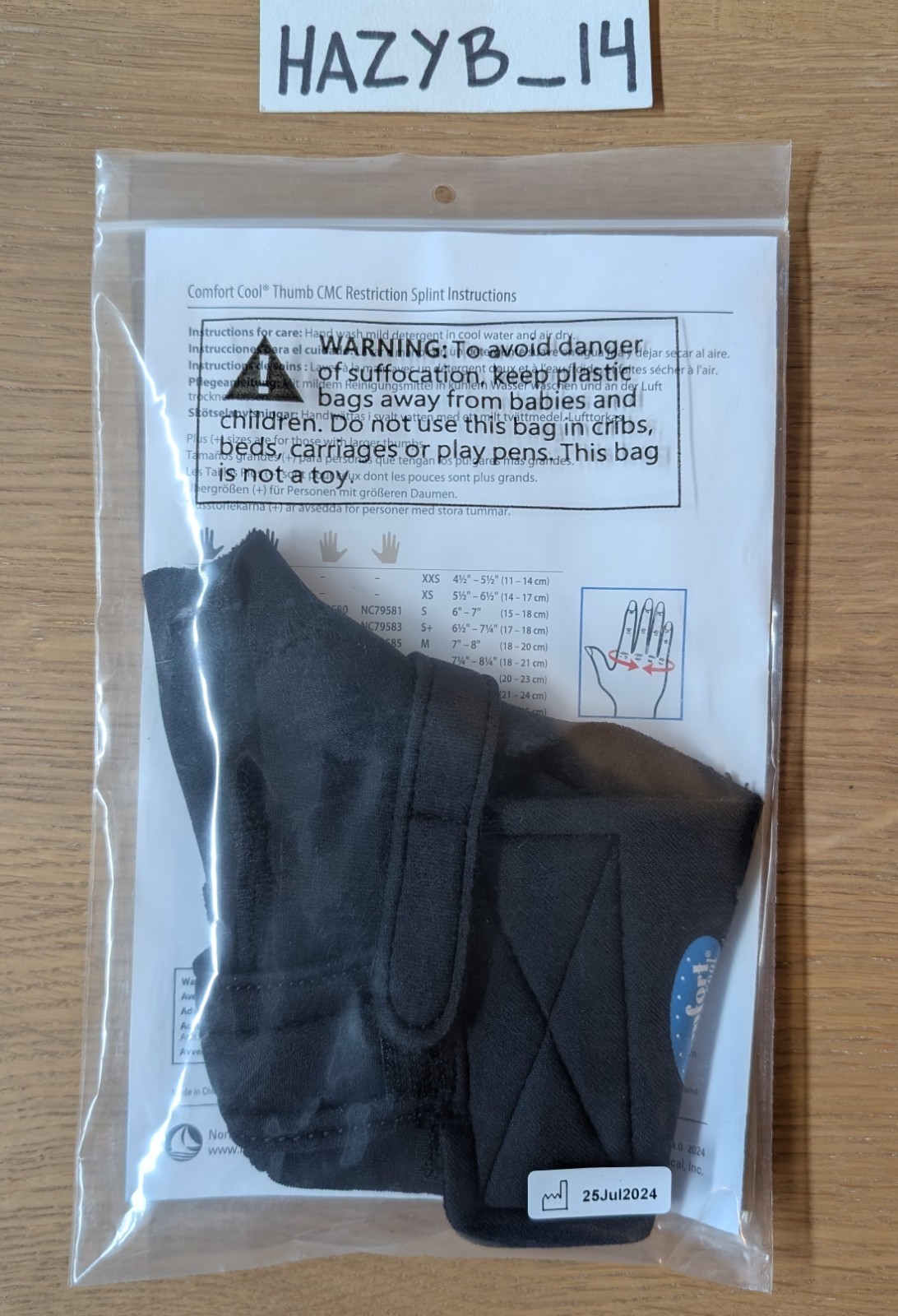 Comfort Cool Thumb CMC Abduction Right Large Black NEW