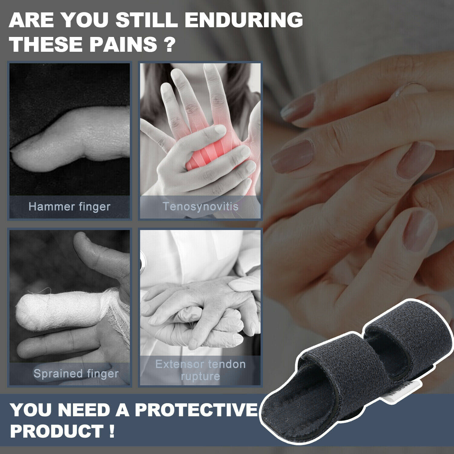 Adjustable Trigger Finger Splint Support Brace Fracture Recovery Fix Relief Pain