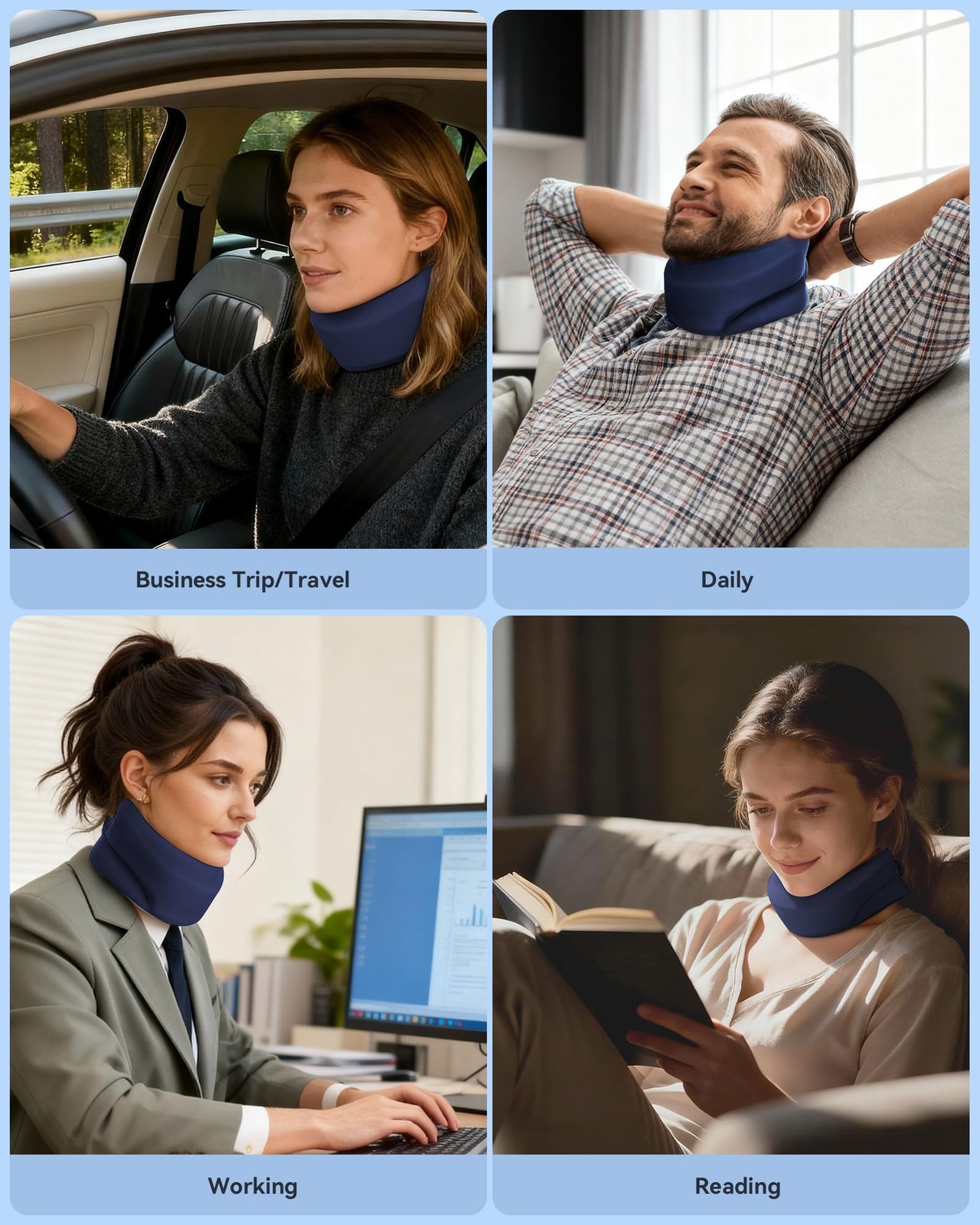 BETOVIN Heated Style Cervical Collar Neck Support Brace, Blue, Medium, Blue
