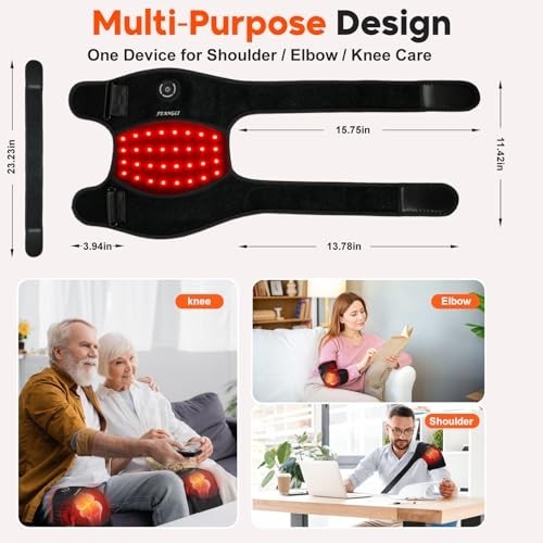 Wireless Rechargeable Infrared Light Therapy Knee Brace for Pain Relief, 660nm &