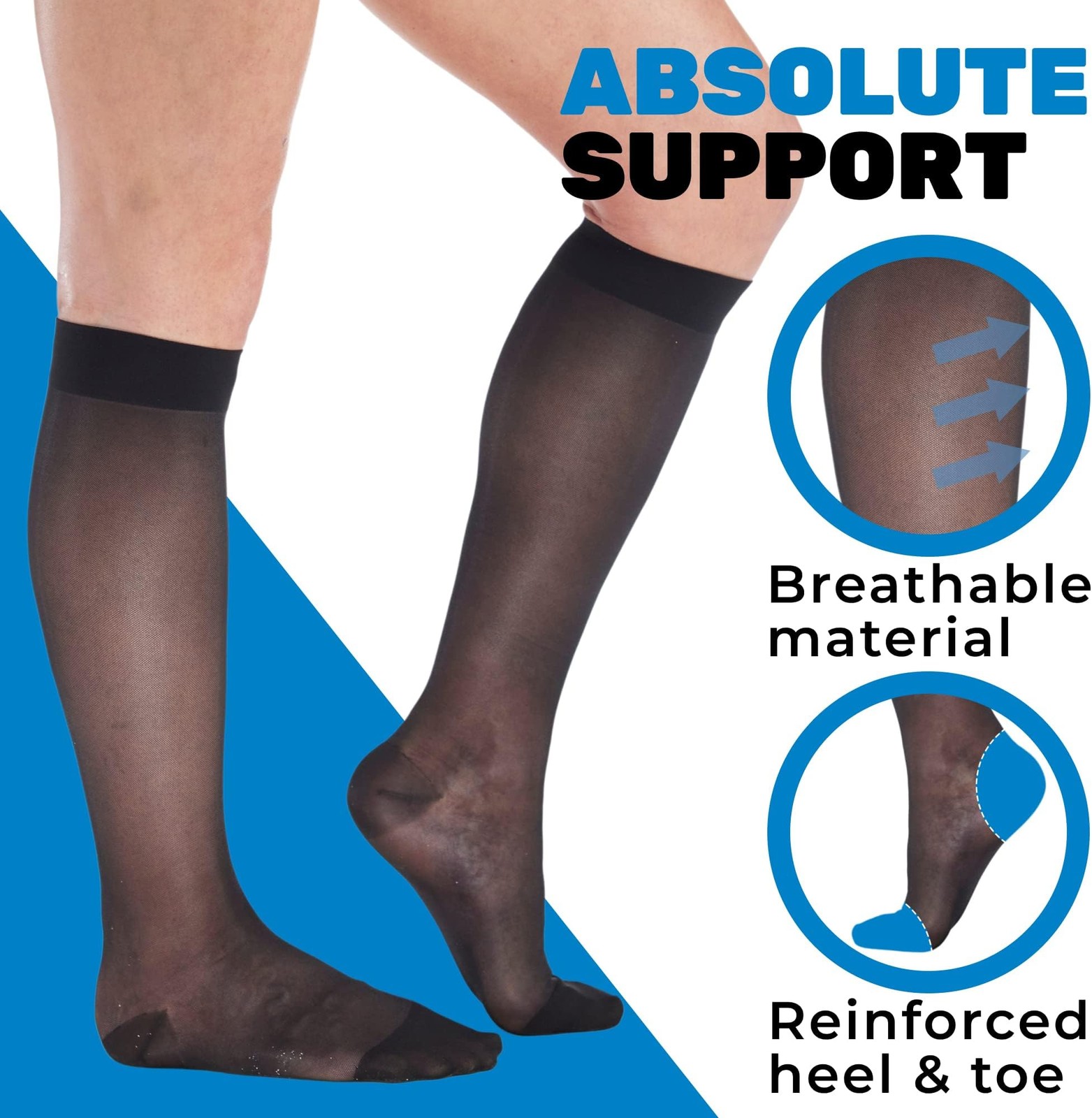 (3 Pairs – Closed Toe) Made in USA – Compression Socks for Women 15-20mmHg – …