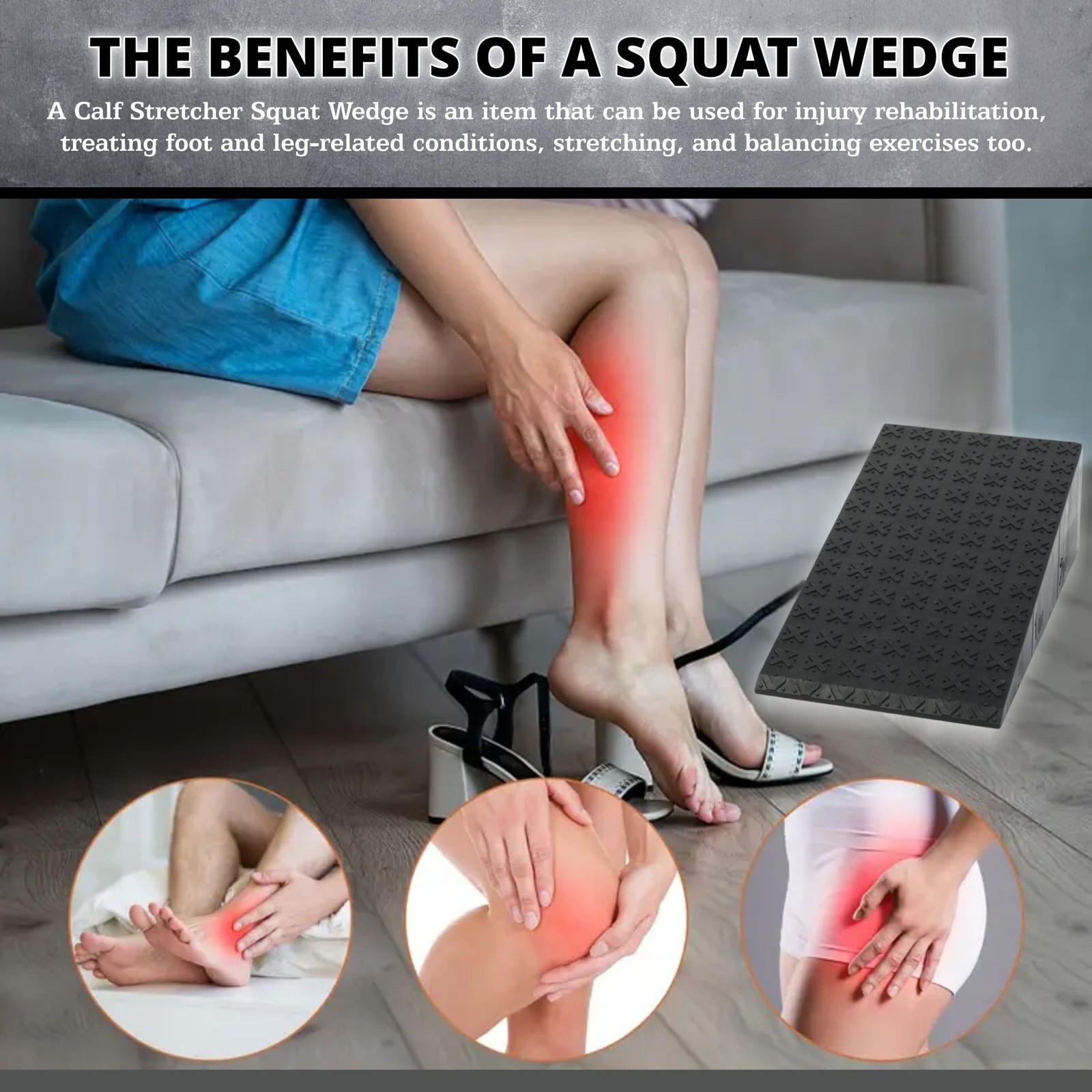 2 Pcs Versatile Squat Wedge Block for Heel Elevated Squat, Small, Black