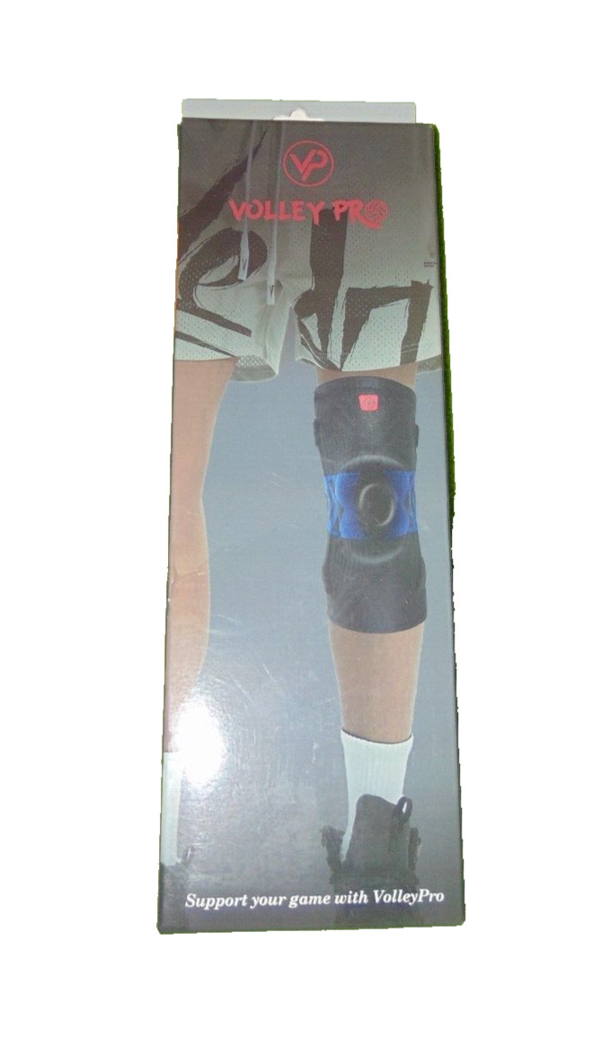 Volley Pro Compression Knee Brace Pad Large Donut Patella Support Black Blue
