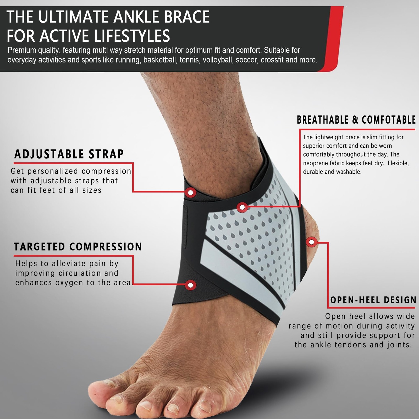 Ankle Brace for Men and Women(1 Pair),Adjustable Ankle Support Compression Sl…
