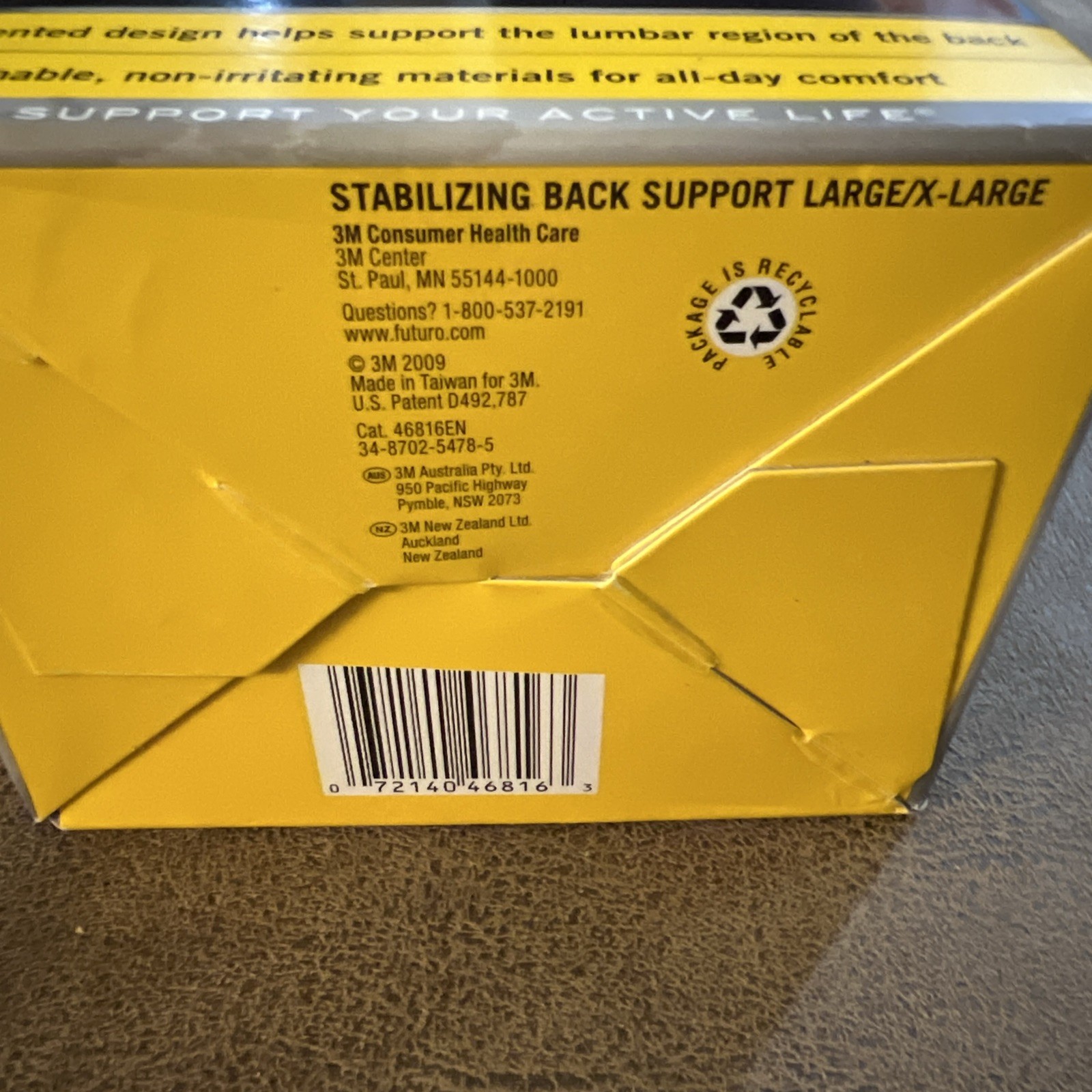 New FUTURO L-XL Stabilizing Back Support Moderate 46816 GROUND