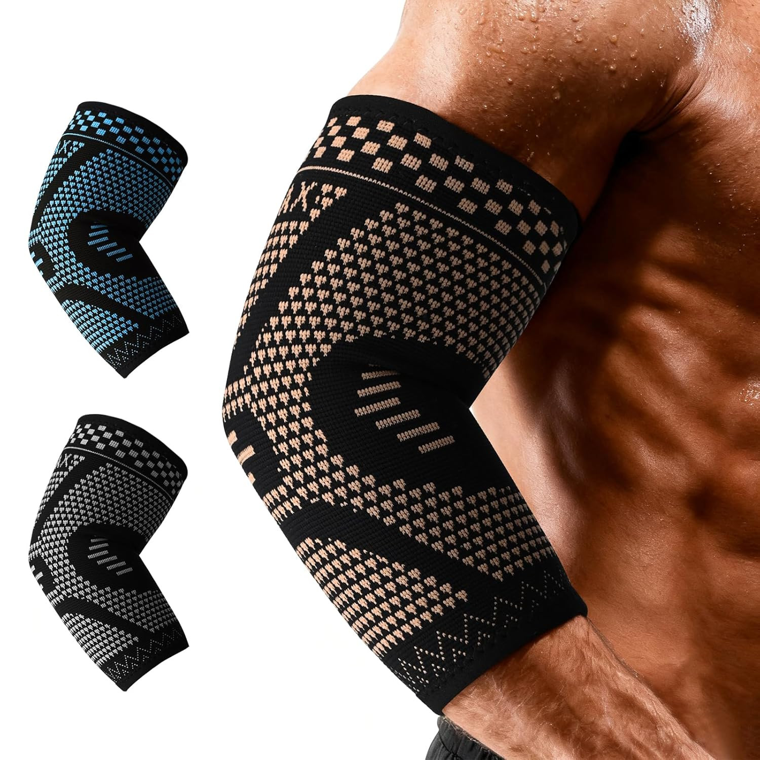 Copper Elbow Compression Sleeve, 2 Pack Elbow Brace for Tendonitis and Tennis…