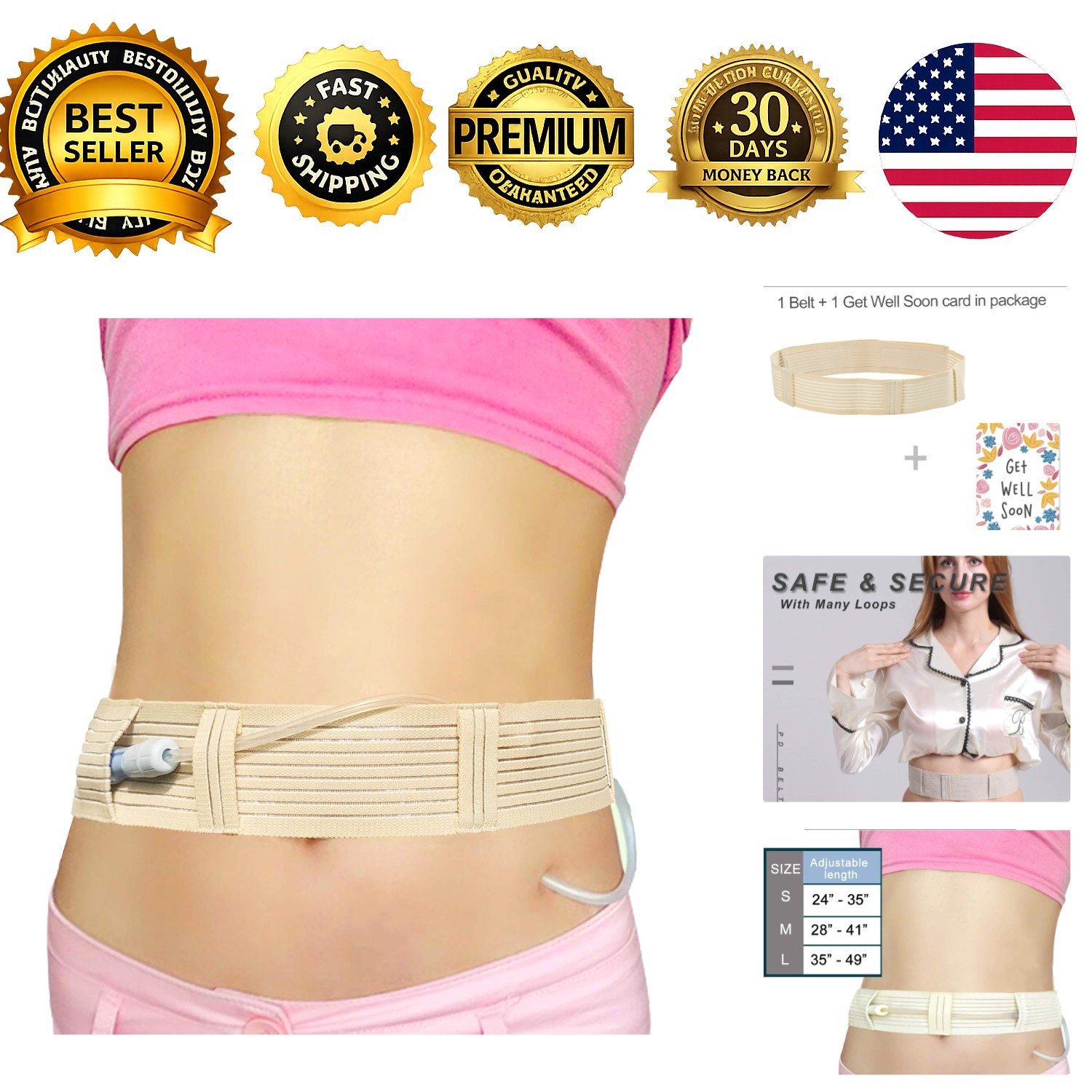Breathable Peritoneal Dialysis PD Belt Abdominal Holder Adjustable Belly Band