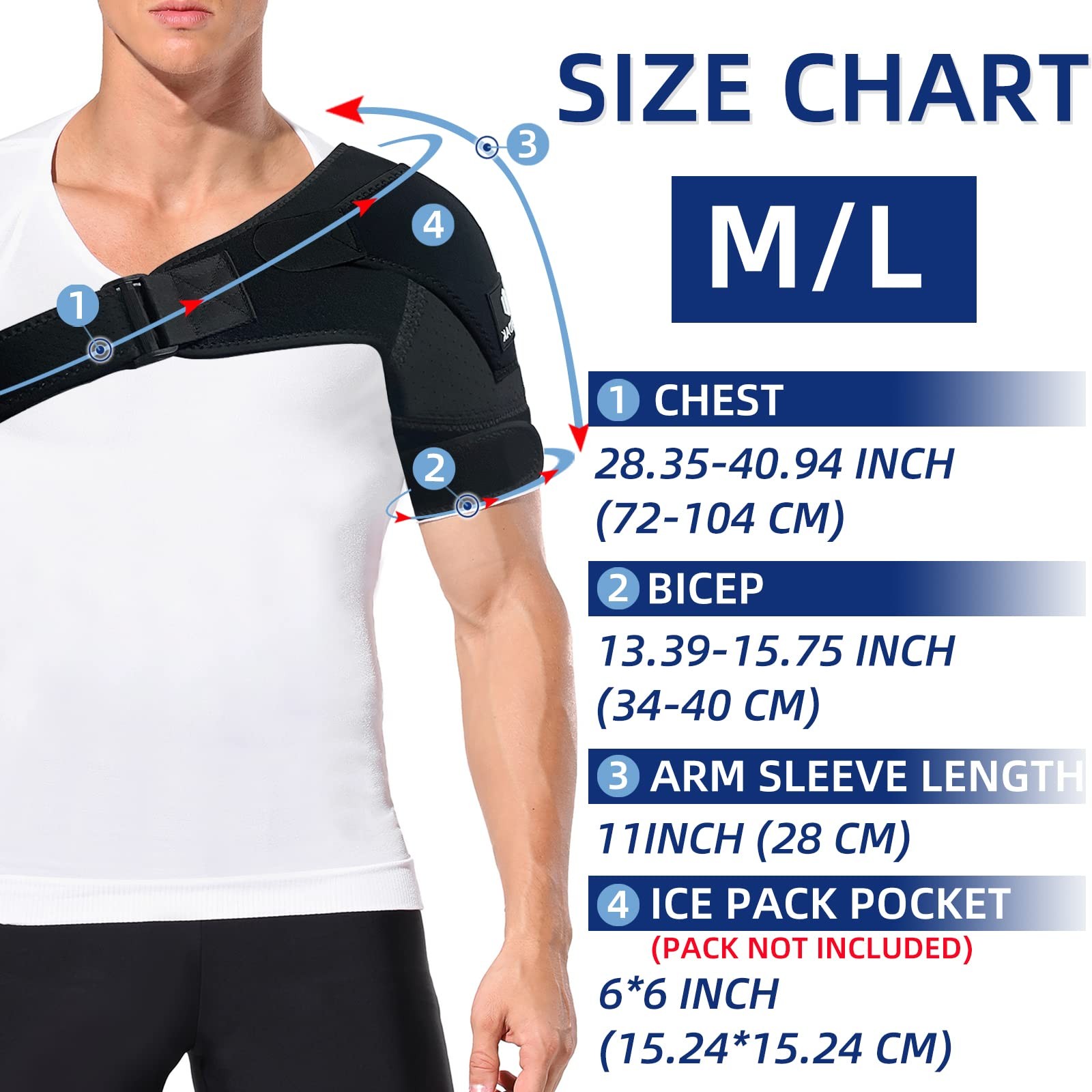 Shoulder Brace Compression Sleeve Immobilizer Support Wrap Torn Rotator Cuff