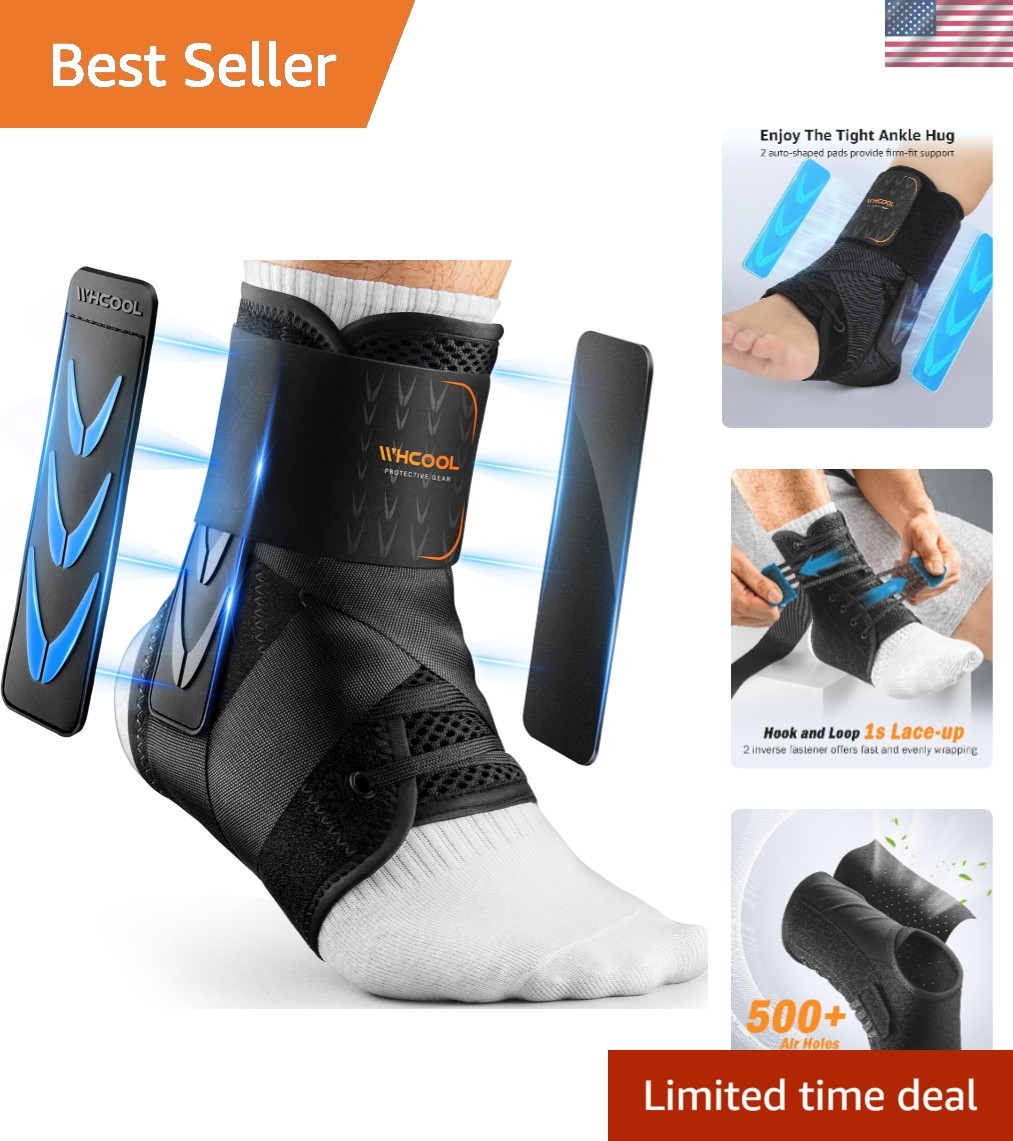 Ankle Brace for Tendinitis & Sports – Lightweight M(12”-13”) with Auto Pads