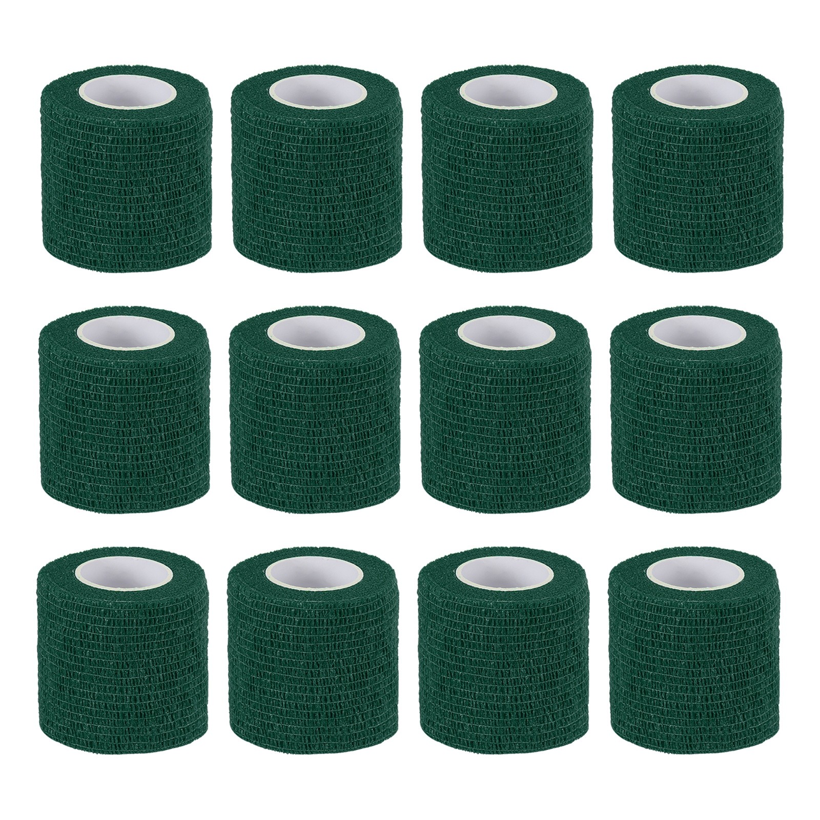 2″ x 177″ 12 Pcs Self Adhesive Bandage Wrap Elastic Self Tape Dark Green
