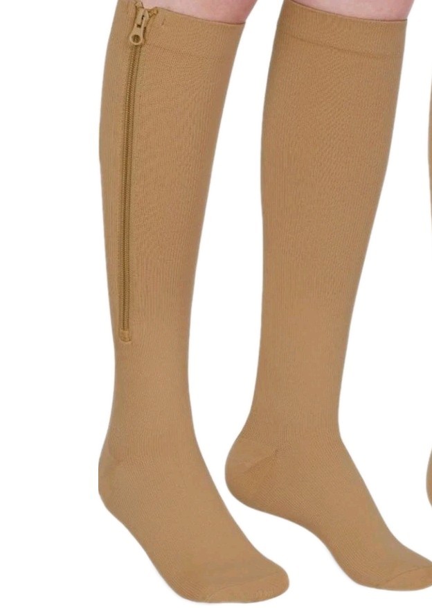(1) Pair Zipper Compression Socks, 15-20 mmHg Closed Toe, Stocking, Women, Men
