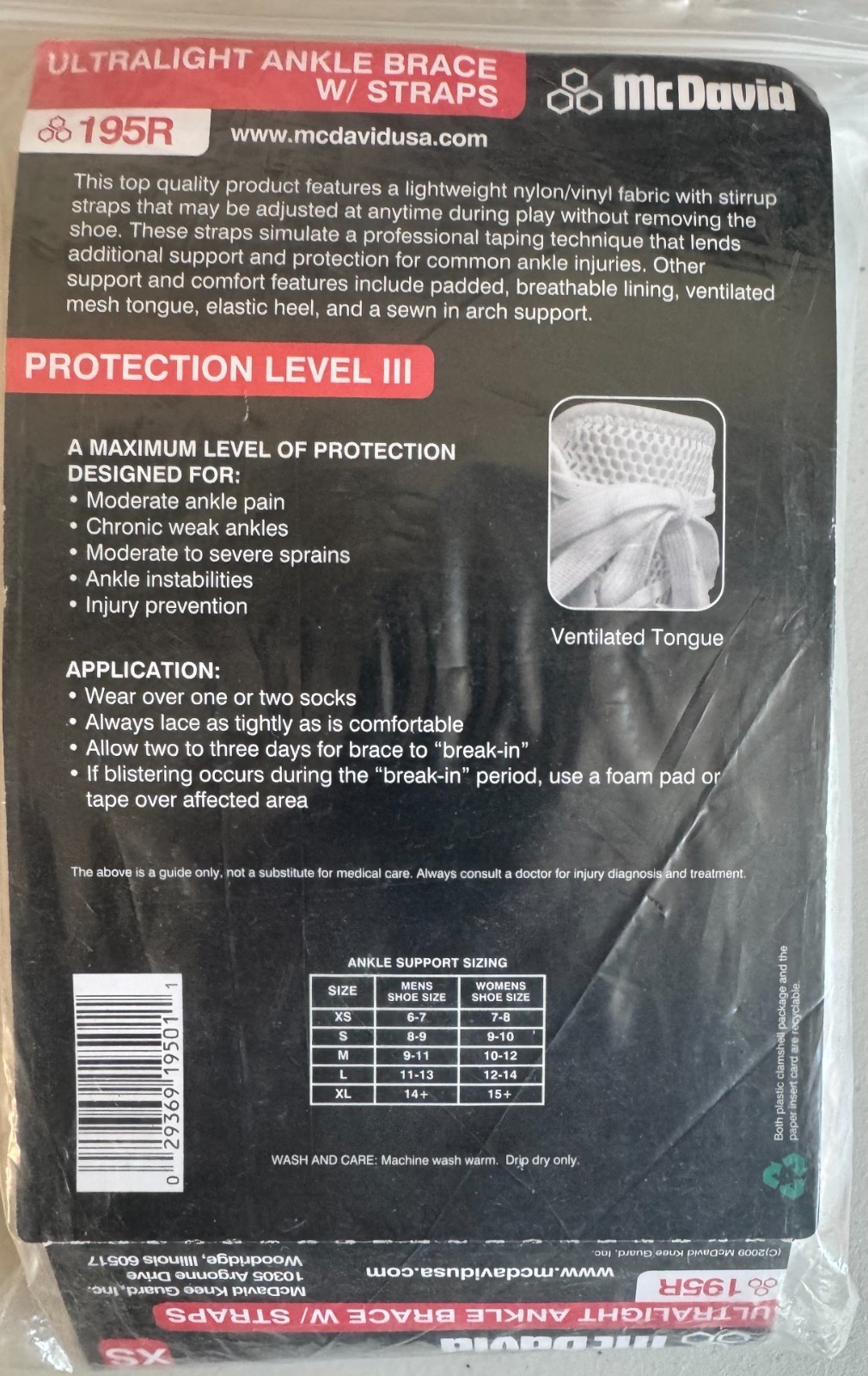 McDavid 195R Ultralight Ankle Brace w/ Straps (White / Size XS)