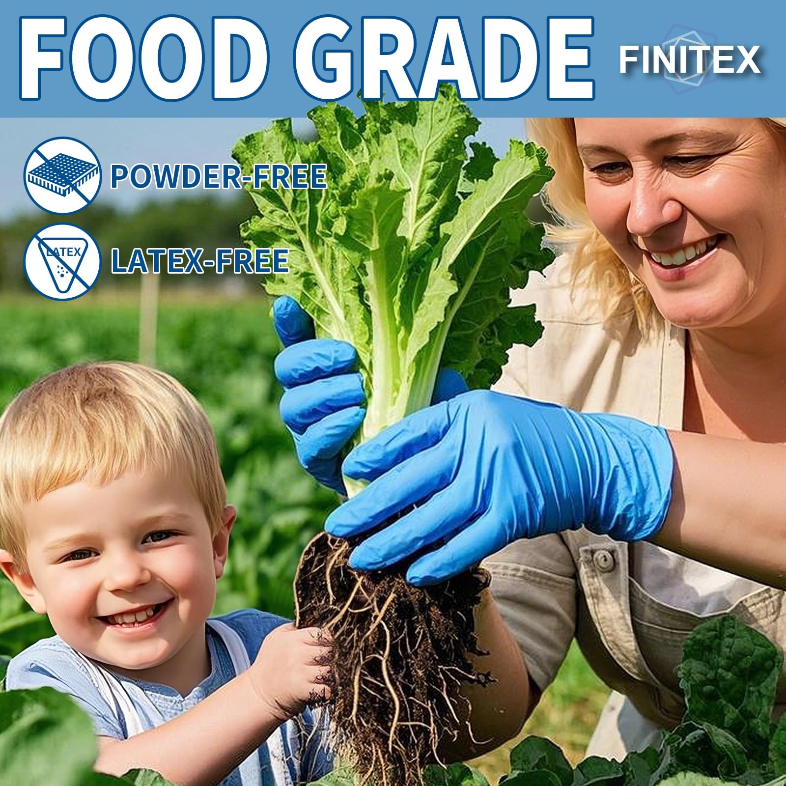 FINITEX Blue Disposable Nitrile Exam Gloves – 200 Medium (Pack of 200),