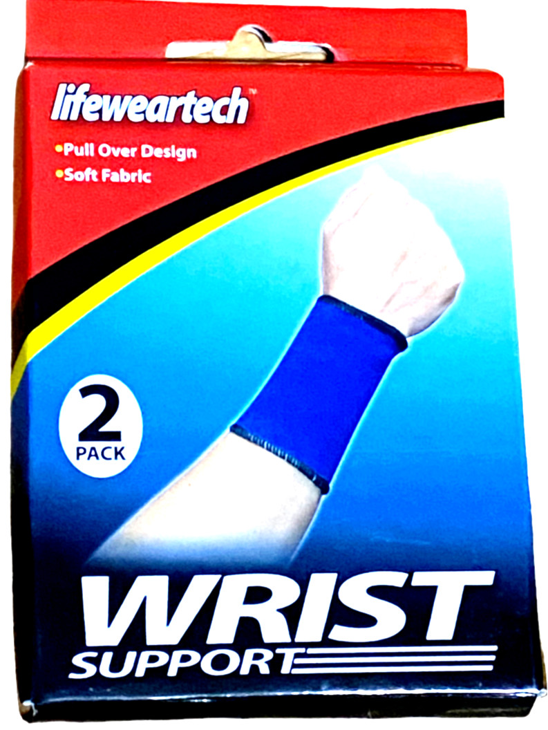 Two Blue Wrist Supports – Soft Comfortable Pull Over for Left or Right Arm