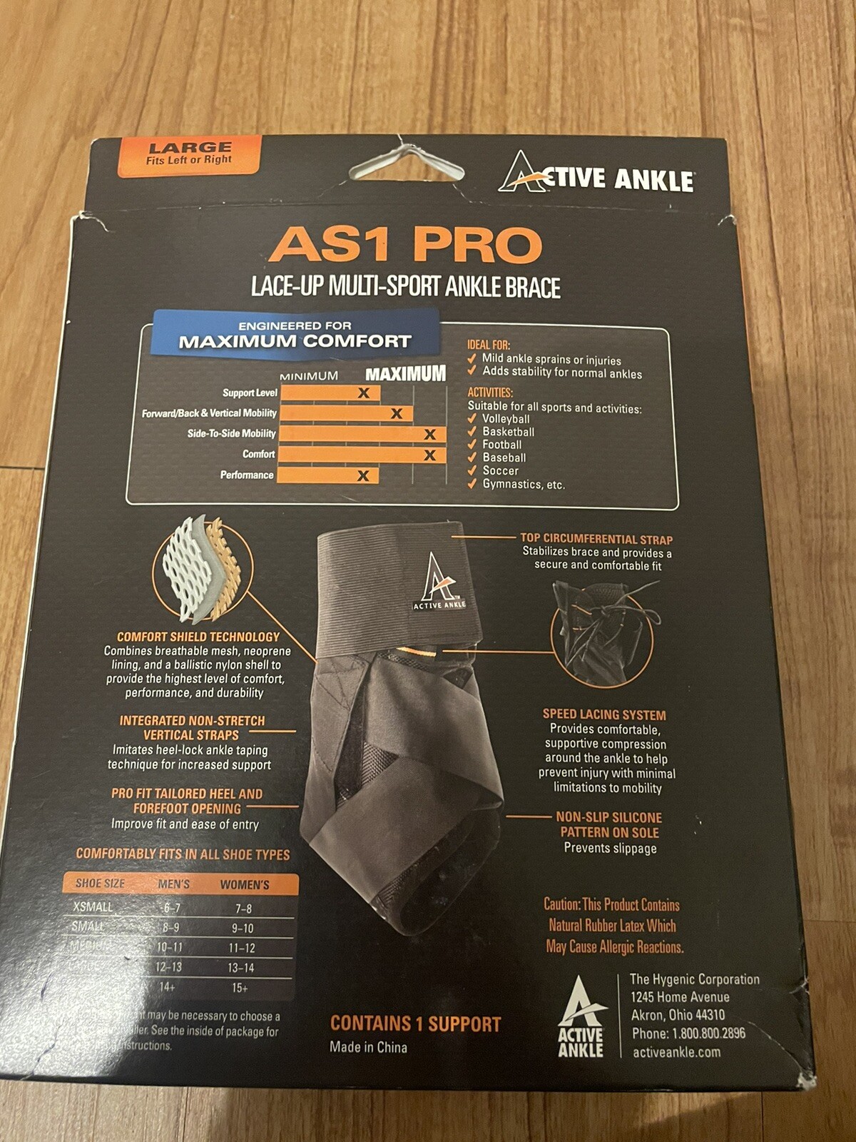 ACTIVE ANKLE AS1 PRO LARGE WHITE LEFT RIGHT LEVEL 2 SUPPORT BRACE E3 NEW NWT