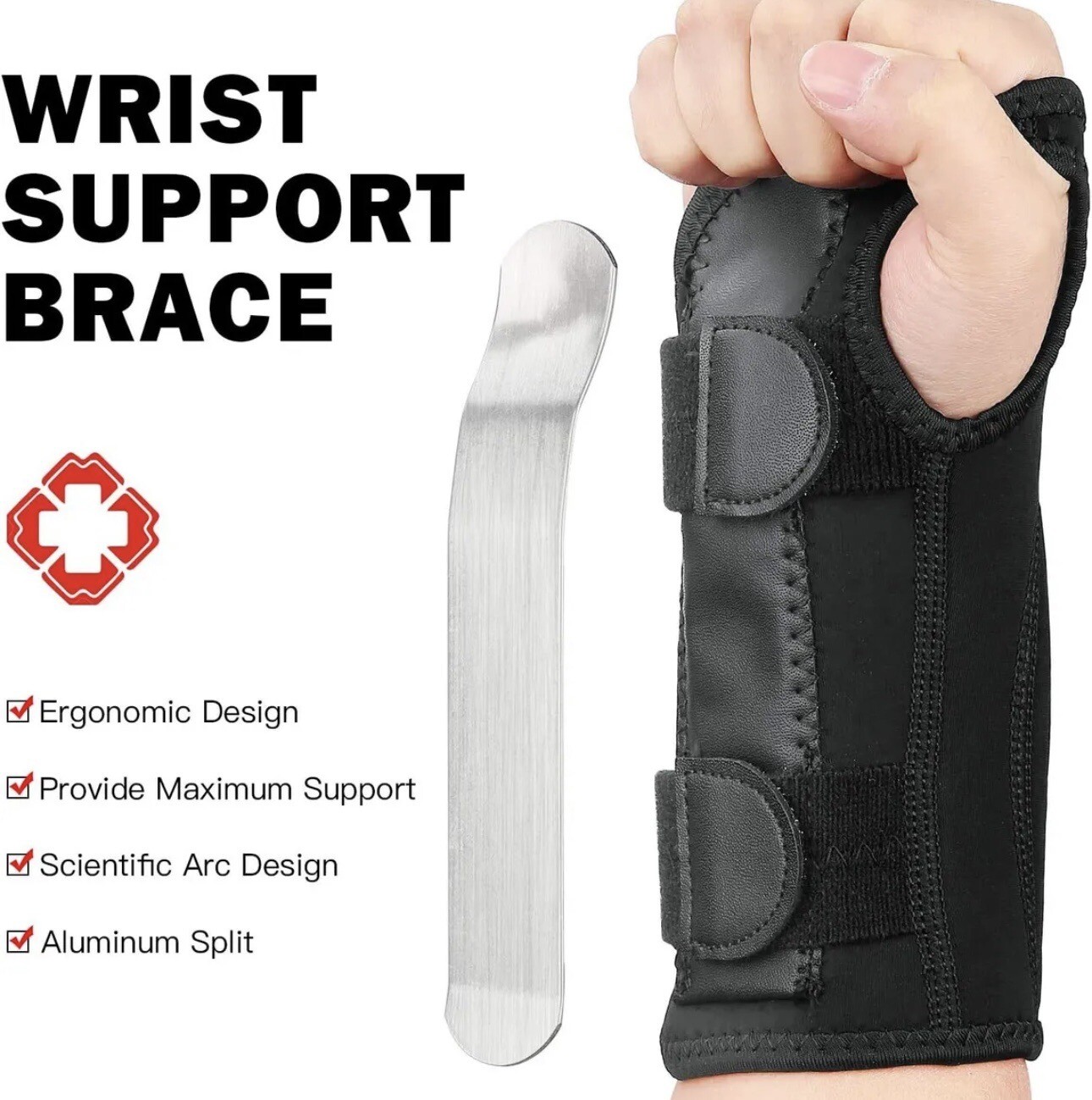 Night Wrist Sleep Support Brace, Adjustable Wrist Support Brace (Med-Right Hand)