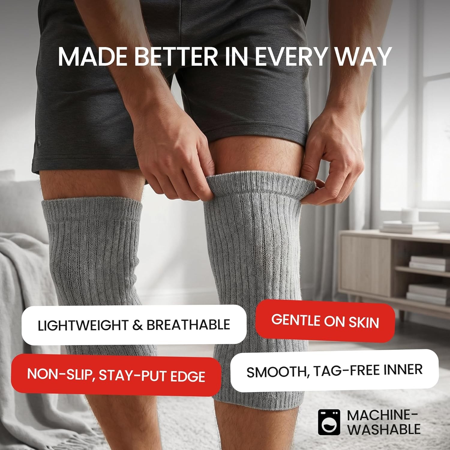 Elastic Cotton Knee Warmers Knee Sleeves Men & Women Circulation Support & Joint