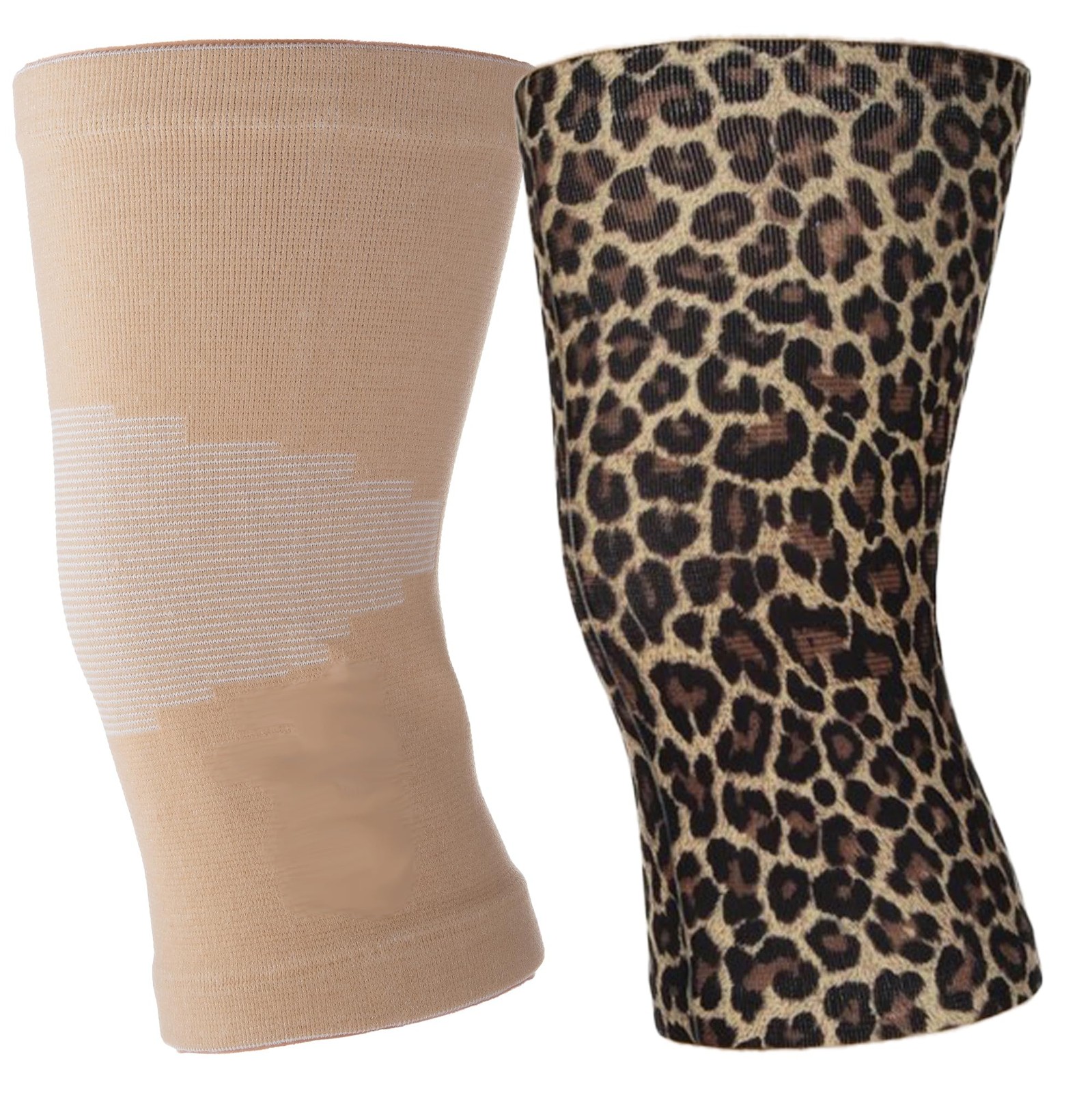 Celeste Stein Compression Knee 2 pack/ 1 solid, 1 print, Beige – Leopard