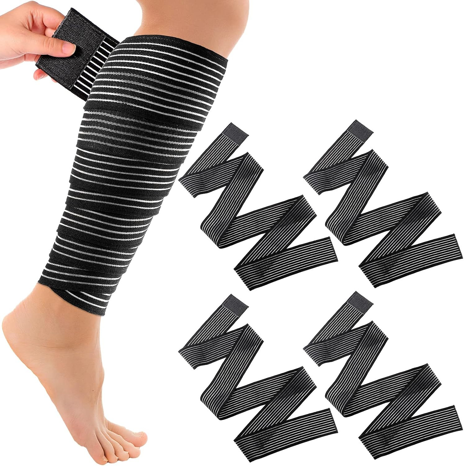 Compression Bandage Wraps for Leg, Elastic Calf Compression Sleeve Ankle Supp…
