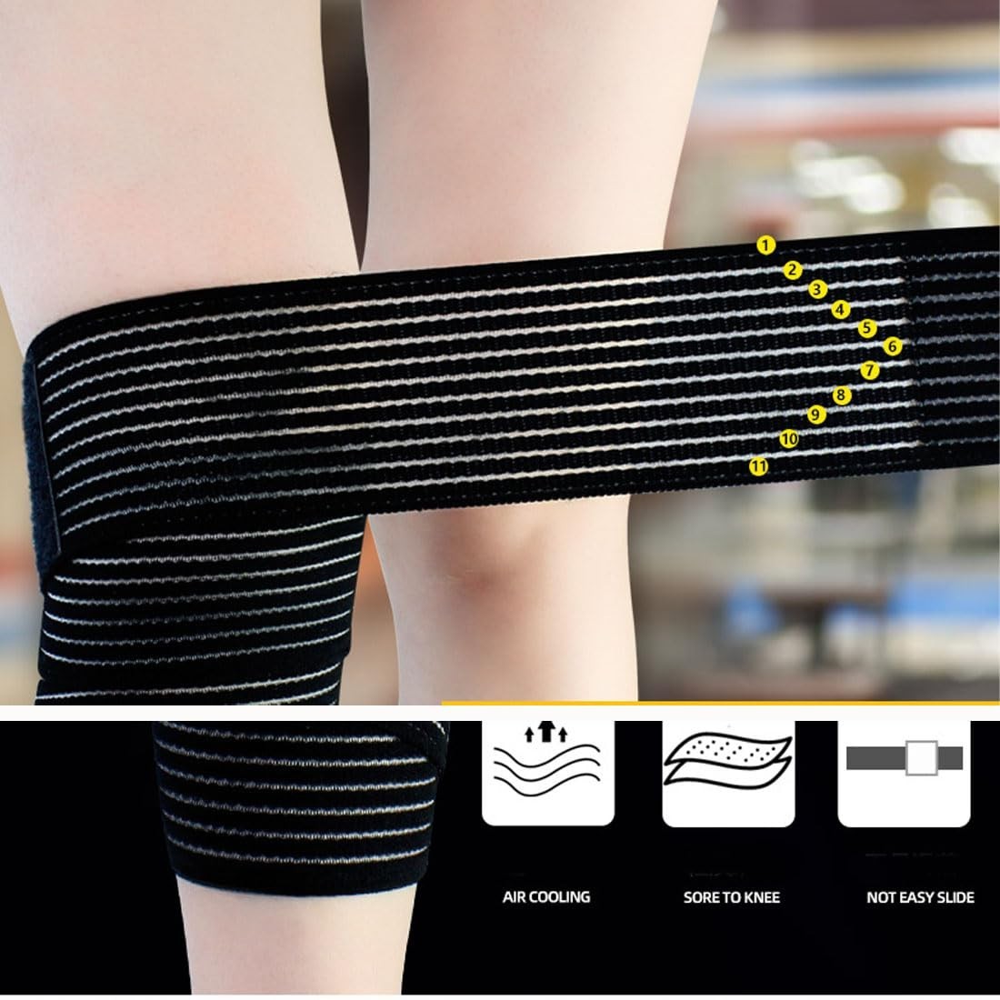 Extra Long Elastic Knee Wrap Compression Bandage Brace Support for Legs, Plantar