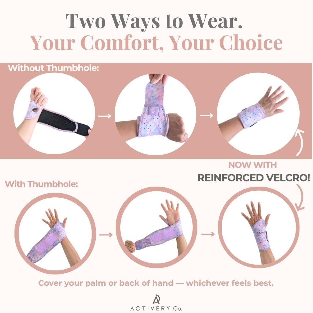 Activery Co. Carpal Tunnel Wrist Brace Left Hand, Right Hand for Women, Day o…