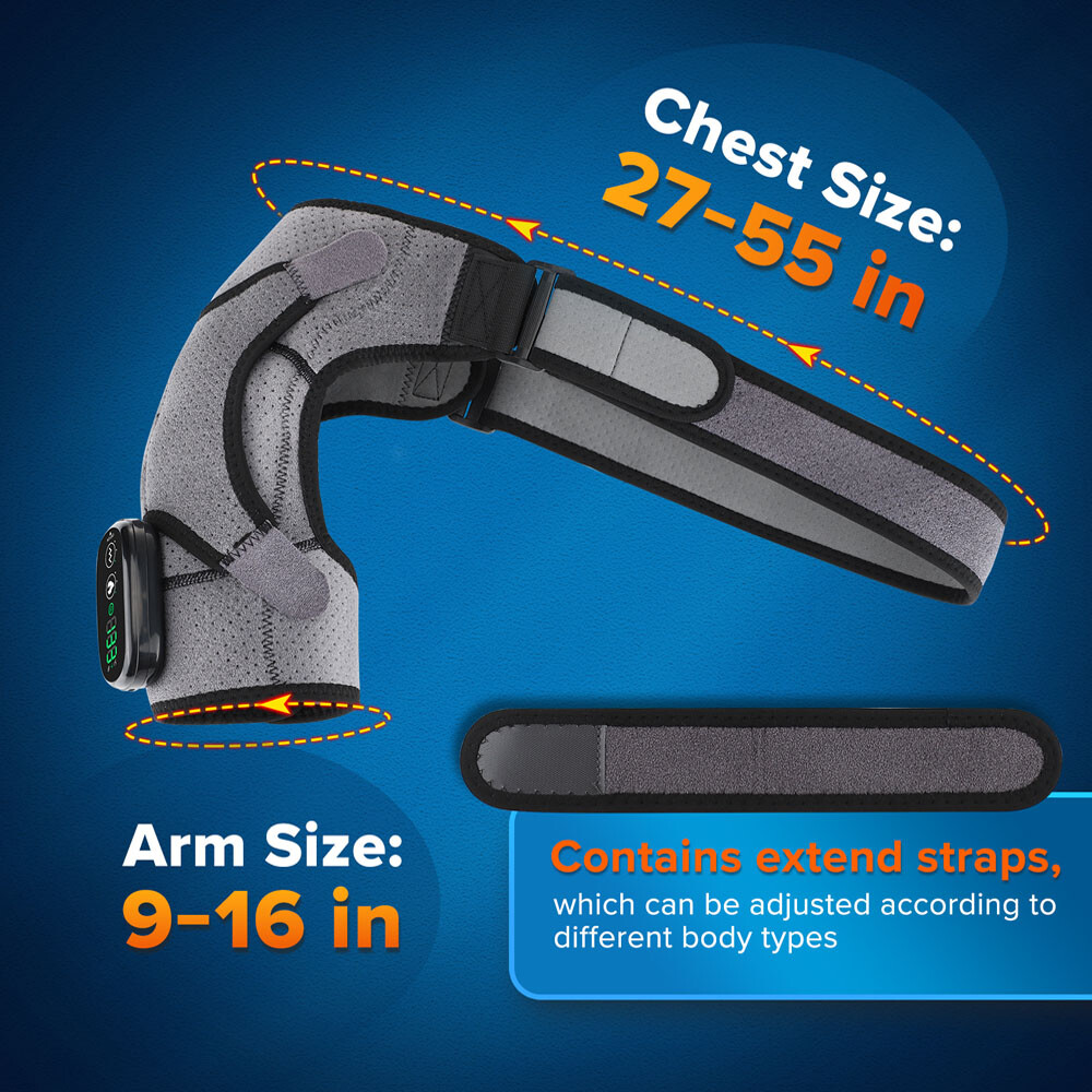 Electric Heating Shoulder Massager Vibration Brace Arthritis Pain Relief – Gray