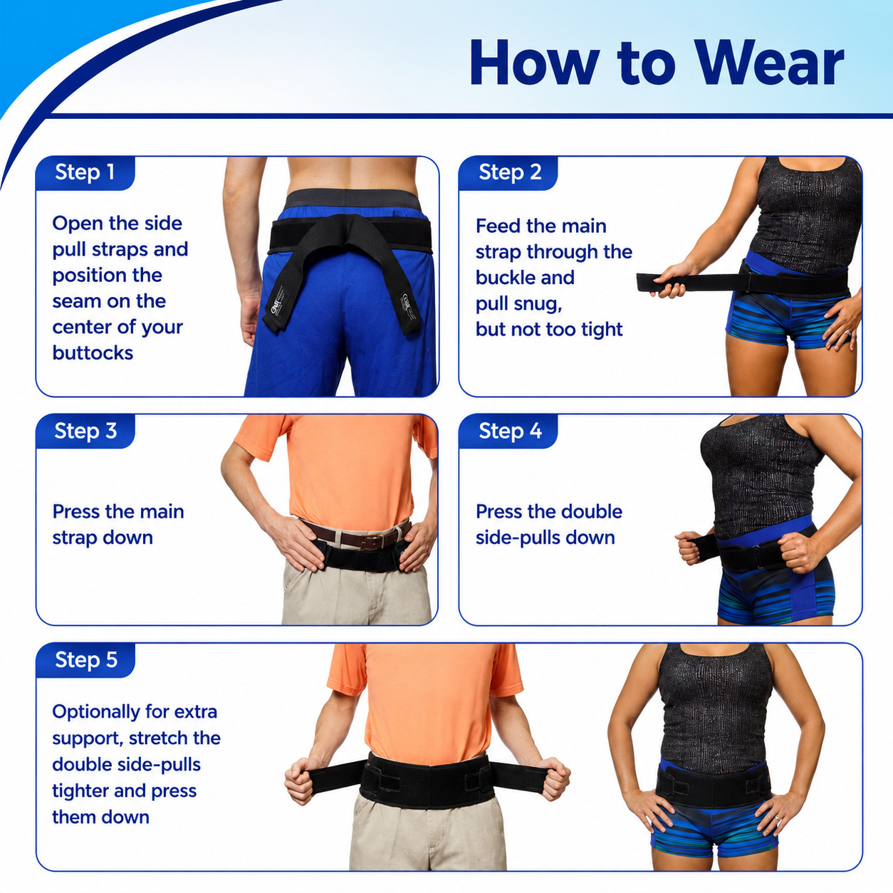 Back Wonder Adjustable Lower Back Brace Belt SI Joint Pelvis Sacroiliac Support