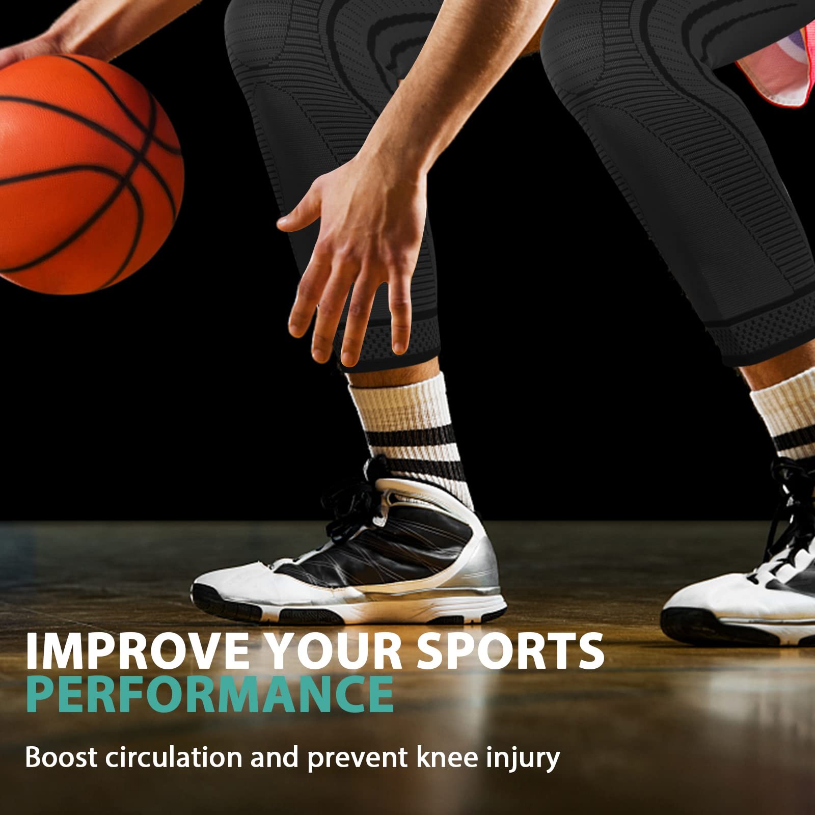 2 Pack Full Leg Compression Sleeves, Long Knee Brace Support for ACL,PCL, Men…