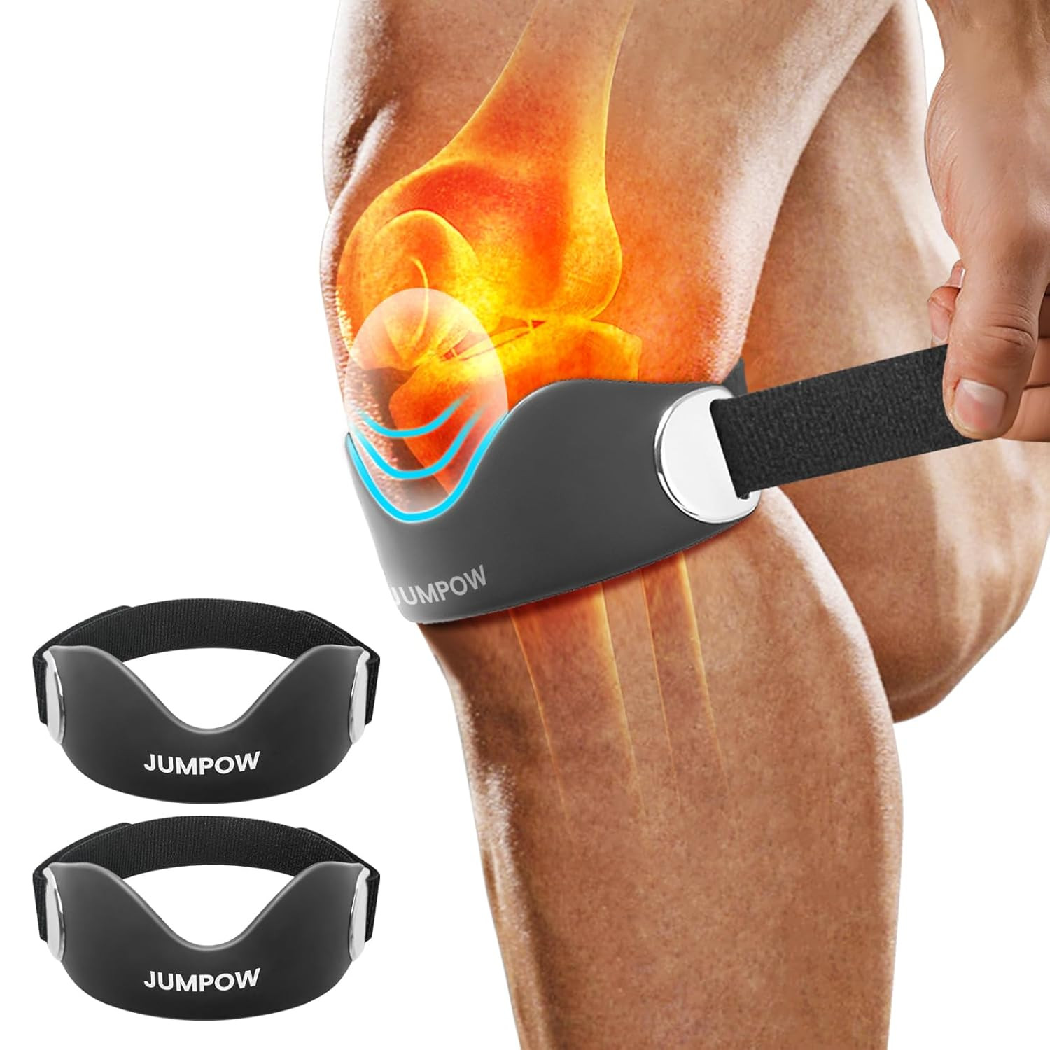 Silicone Patellar Tendon Support Strap – 2 Pack Adjustable Non-Slip Patella B…
