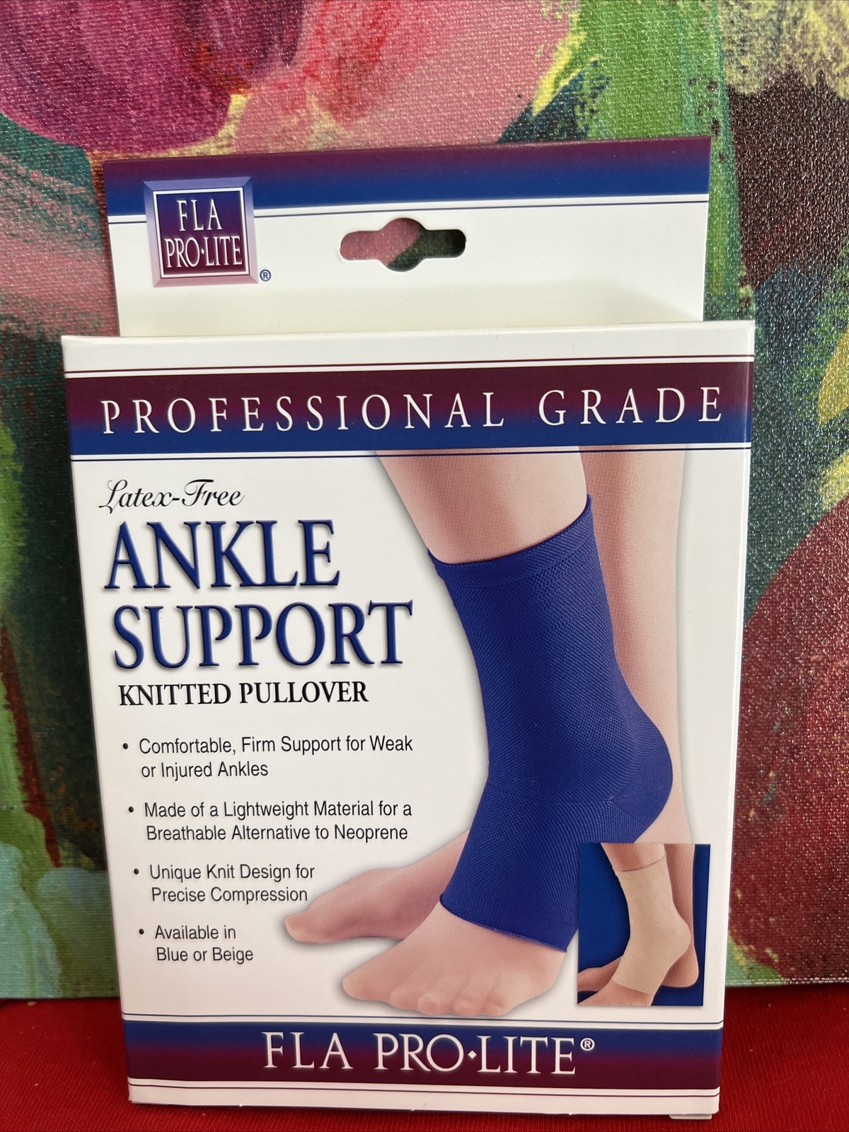 FLA Pro-Lite Ankle Support Knitted Pullover Blue Size Small New In Box
