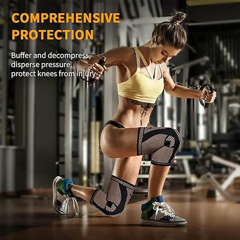 Copper Knee Brace Compression Sleeve Joint Arthritis Support Sport Running Squat